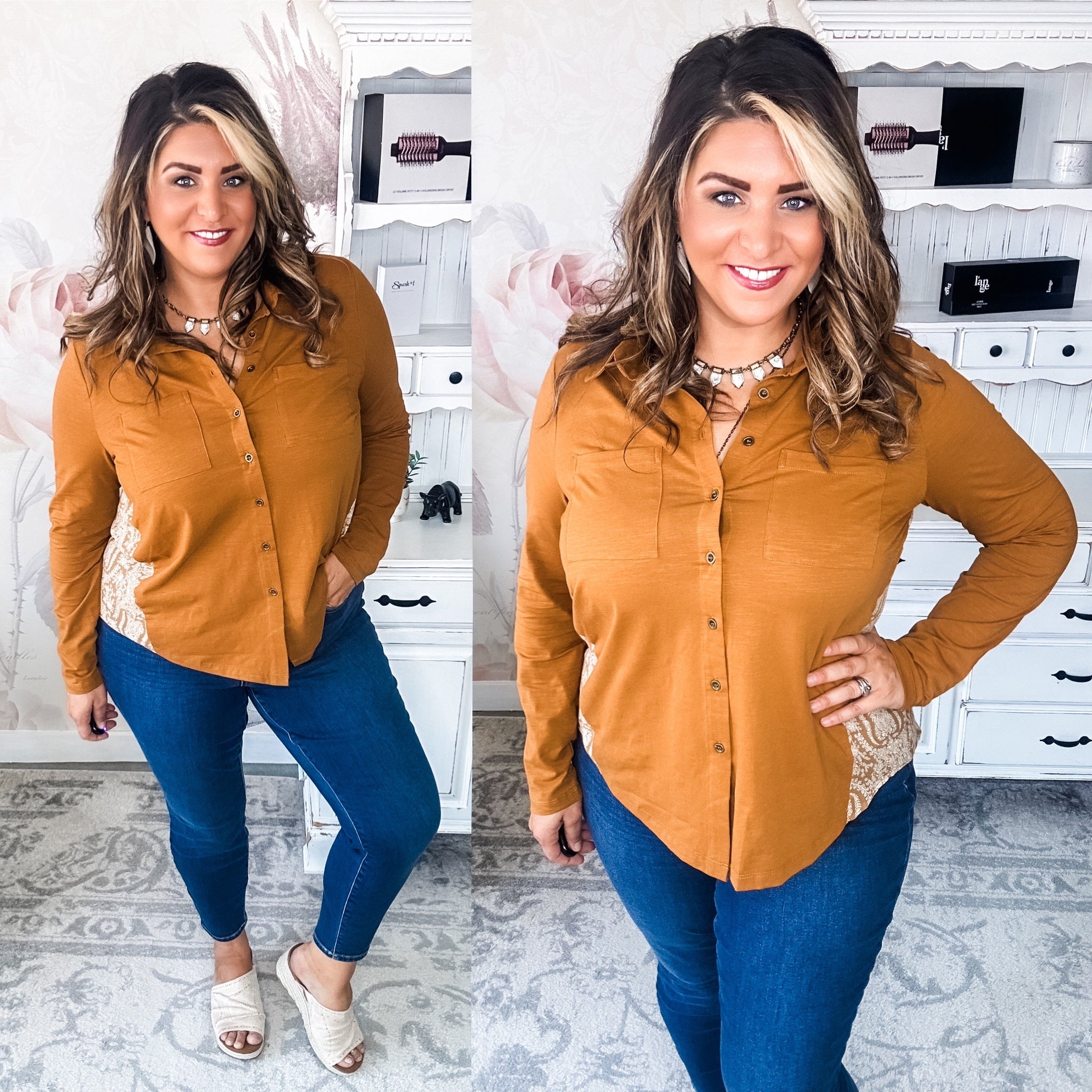 Think About It Button Down - Cognac