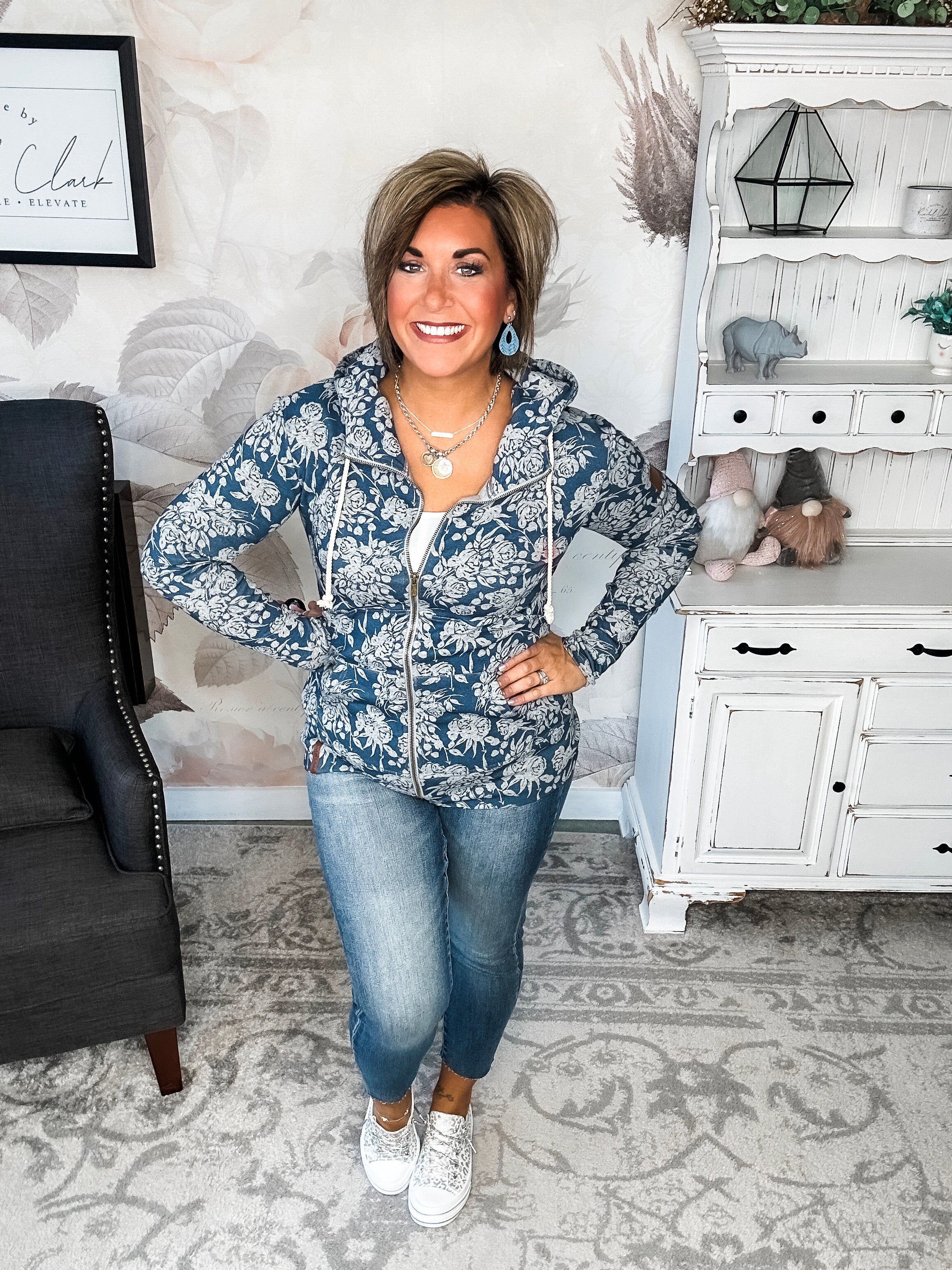 Ampersand Avenue Fullzip Sweatshirt - Twilight Blooms