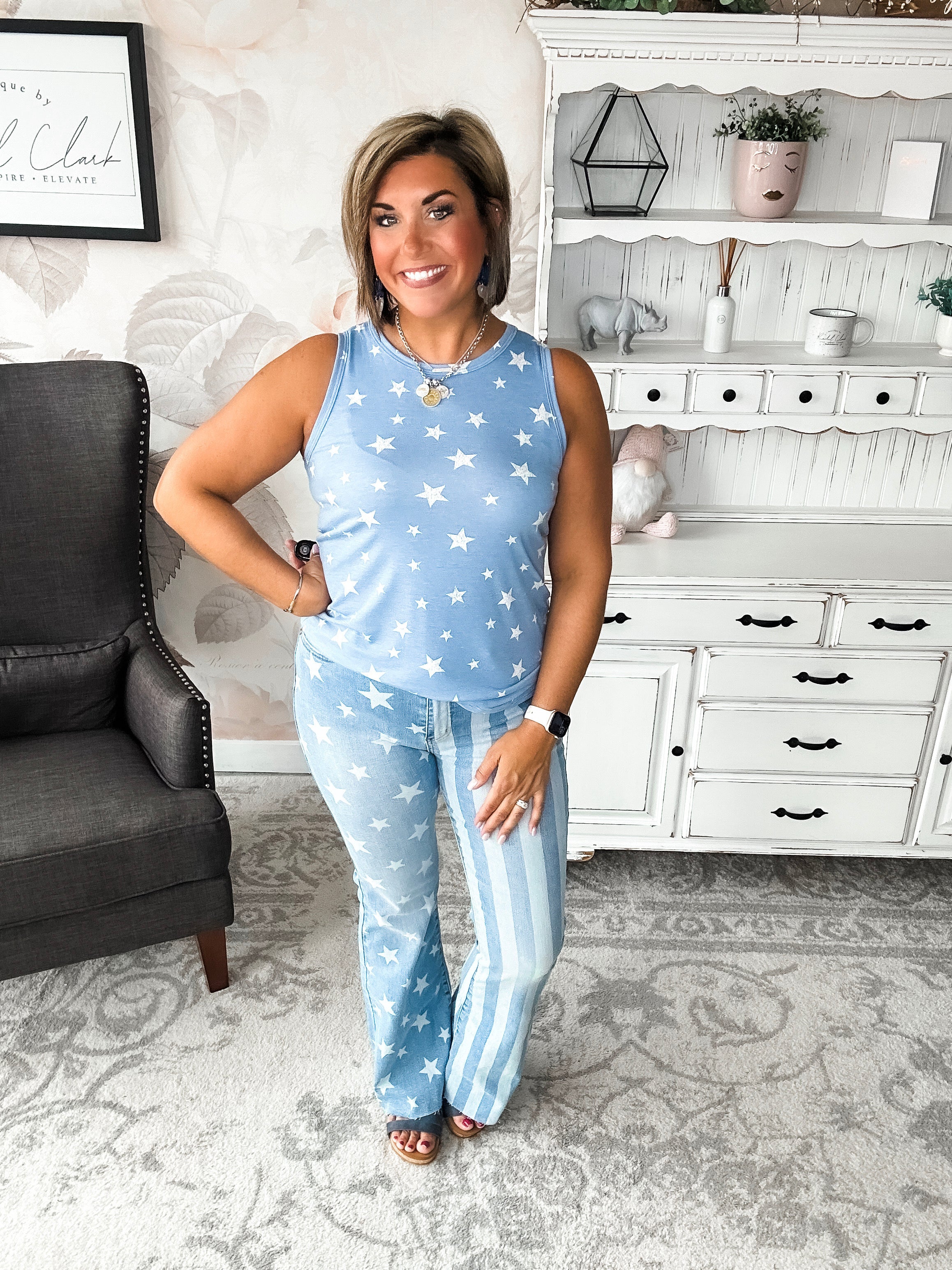 Stars Will Shine Muscle Tank - Powder Blue