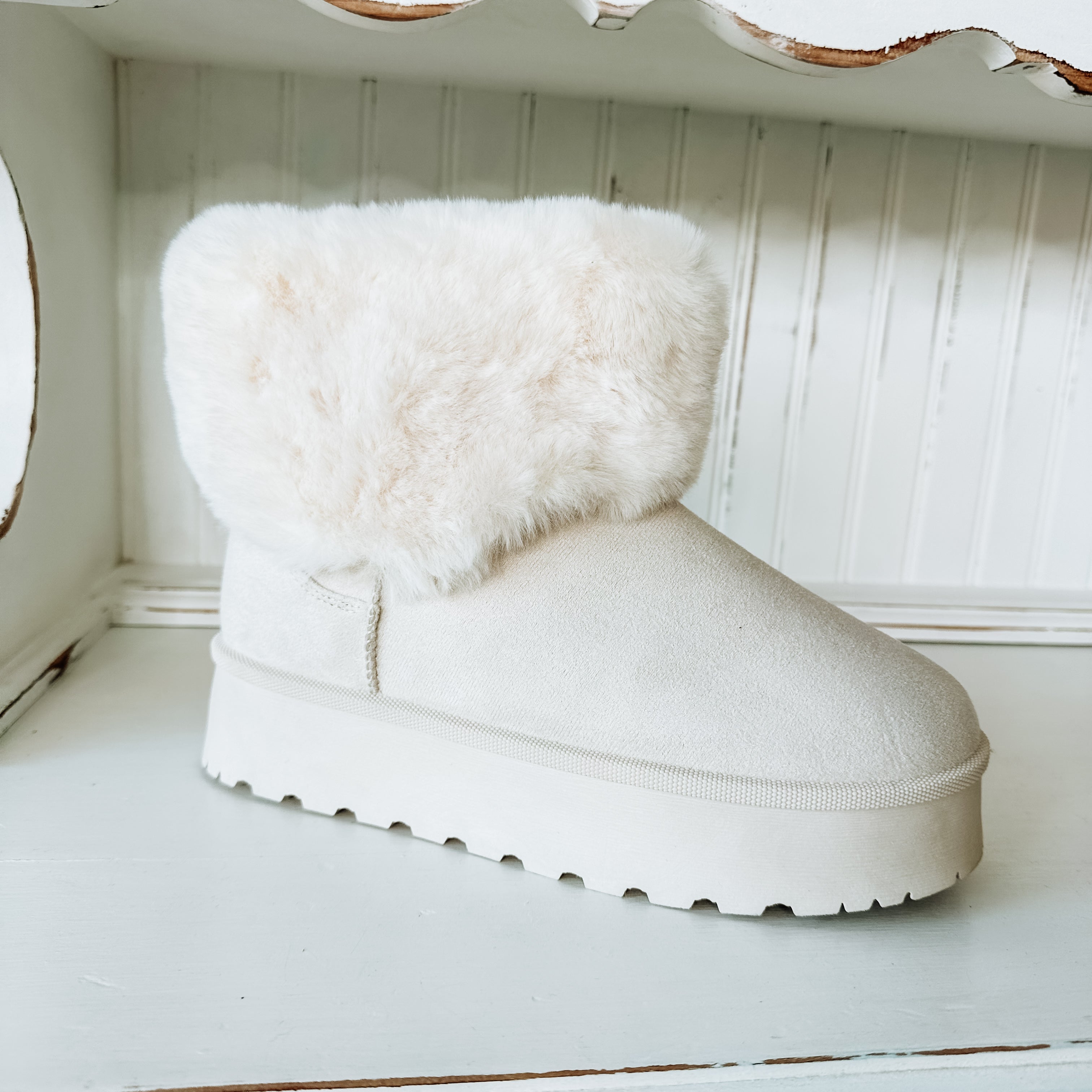Everlie Suede & Fur Boot - Nude