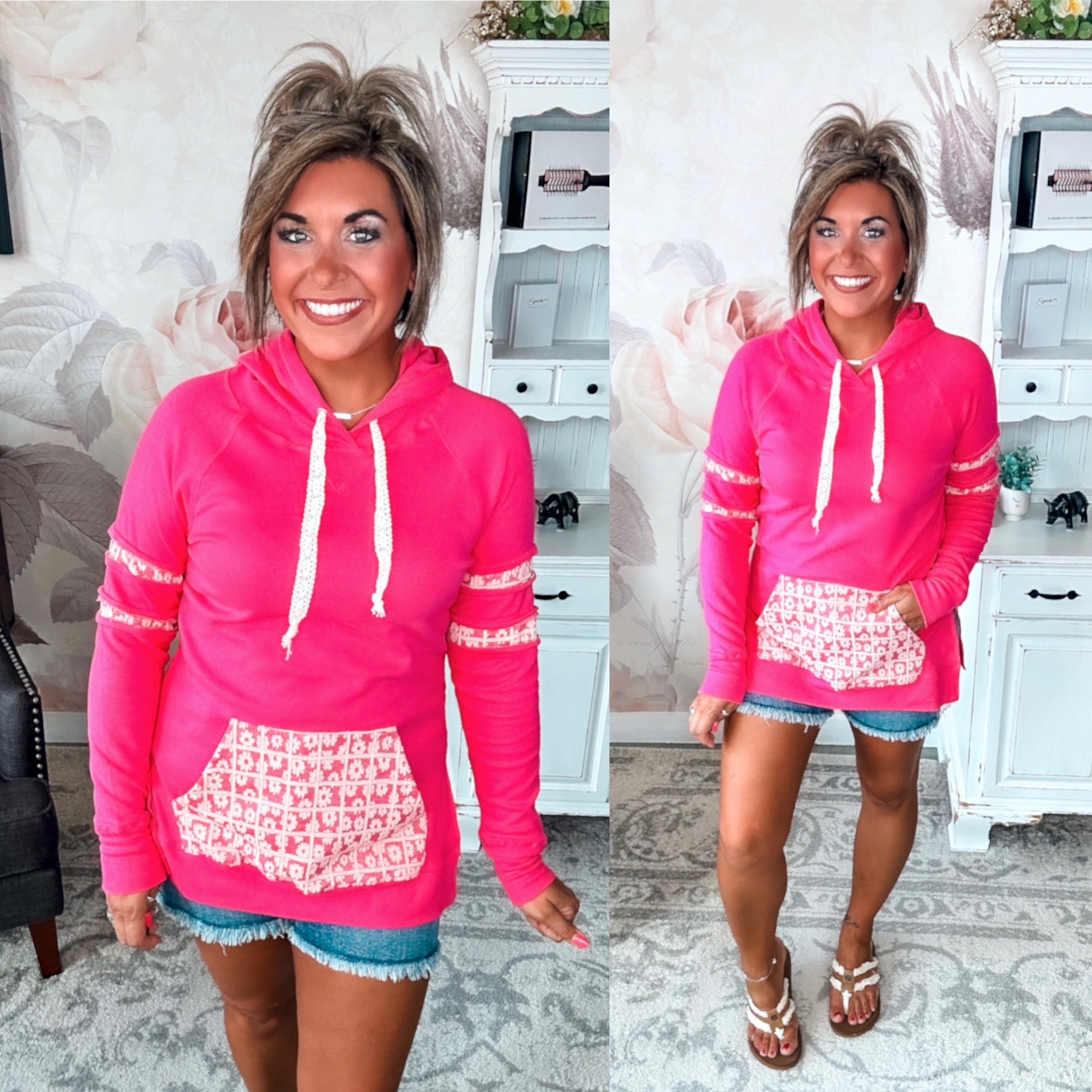 Ampersand Avenue SideSlit Hoodie - Made For You - Pink