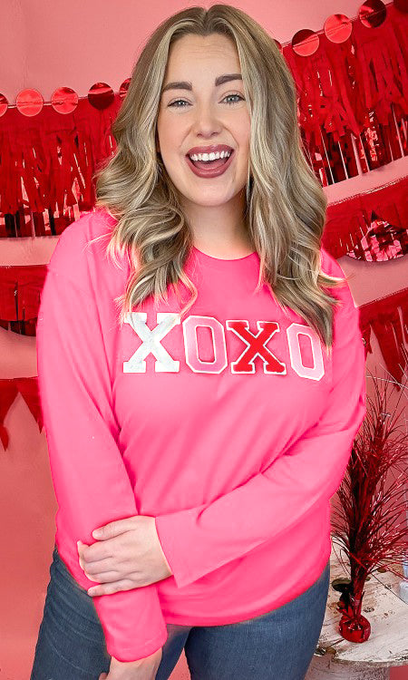 XOXO Boyfriend Long Sleeve Chenille Tee