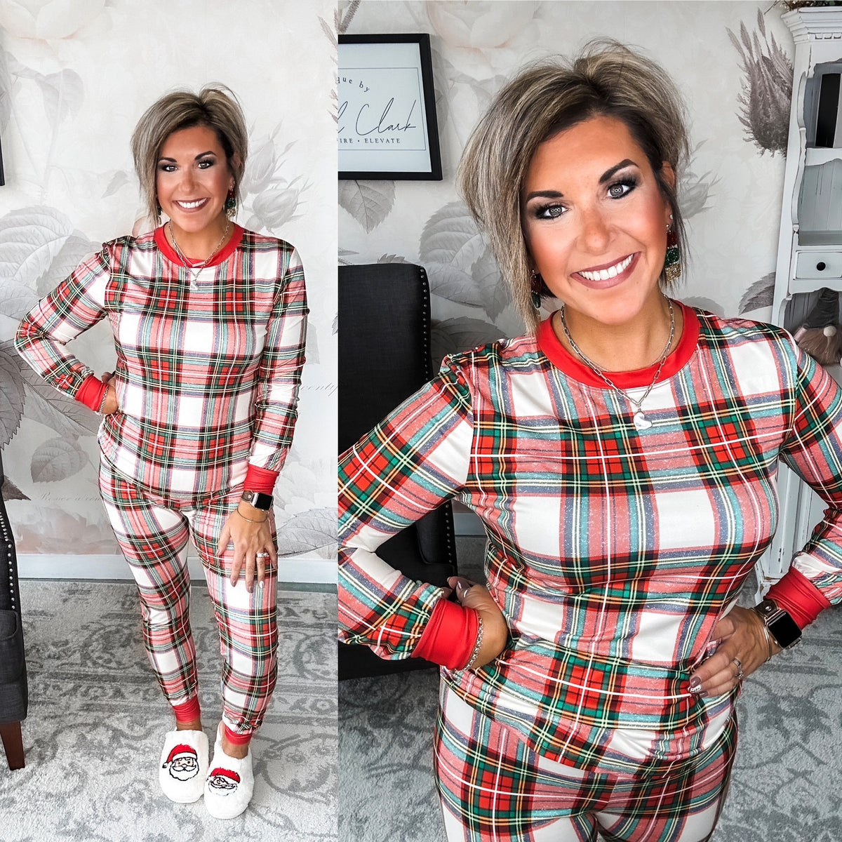 Mrs. Claus Plaid Christmas Pajamas