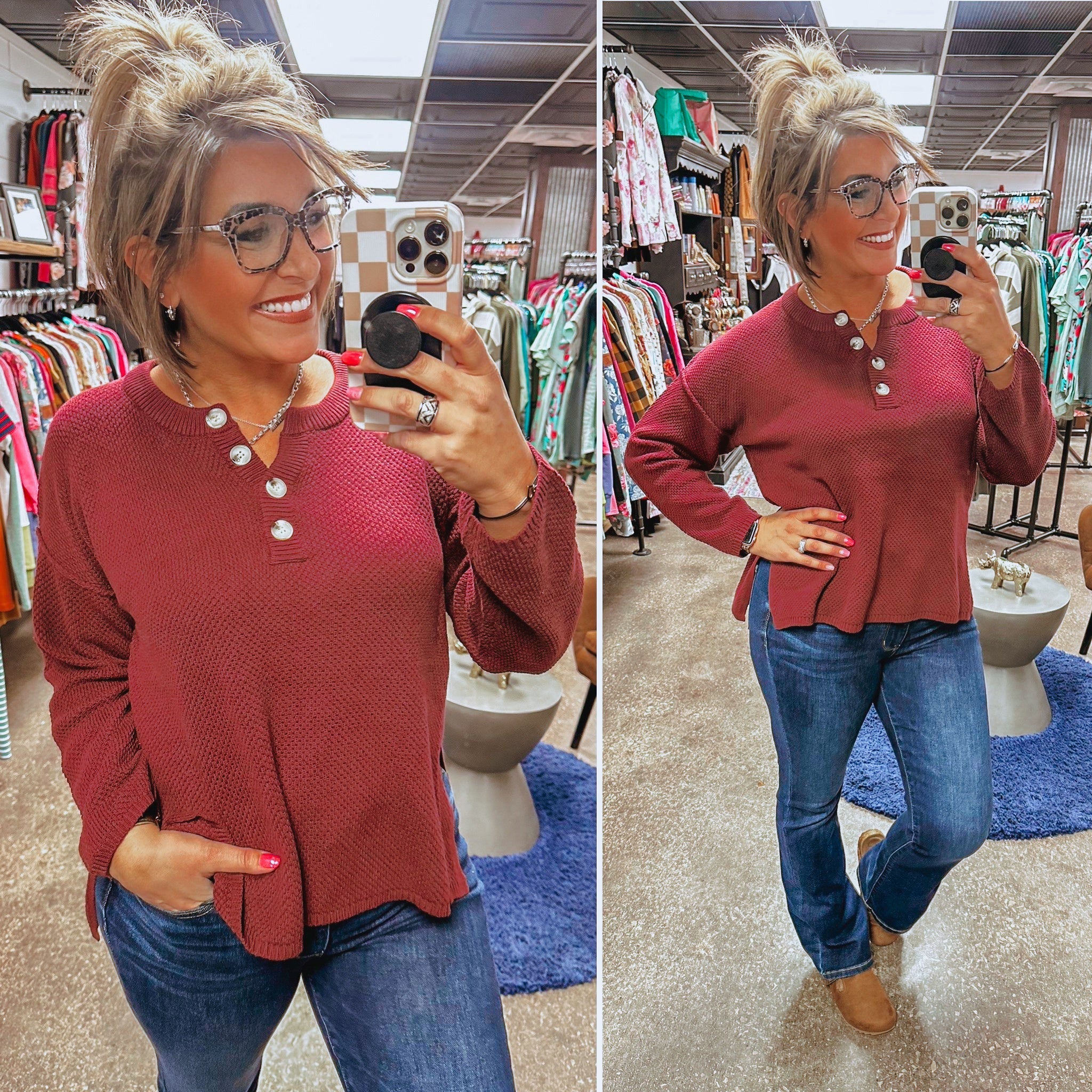 Happy Times Ahead Sweater - Wine