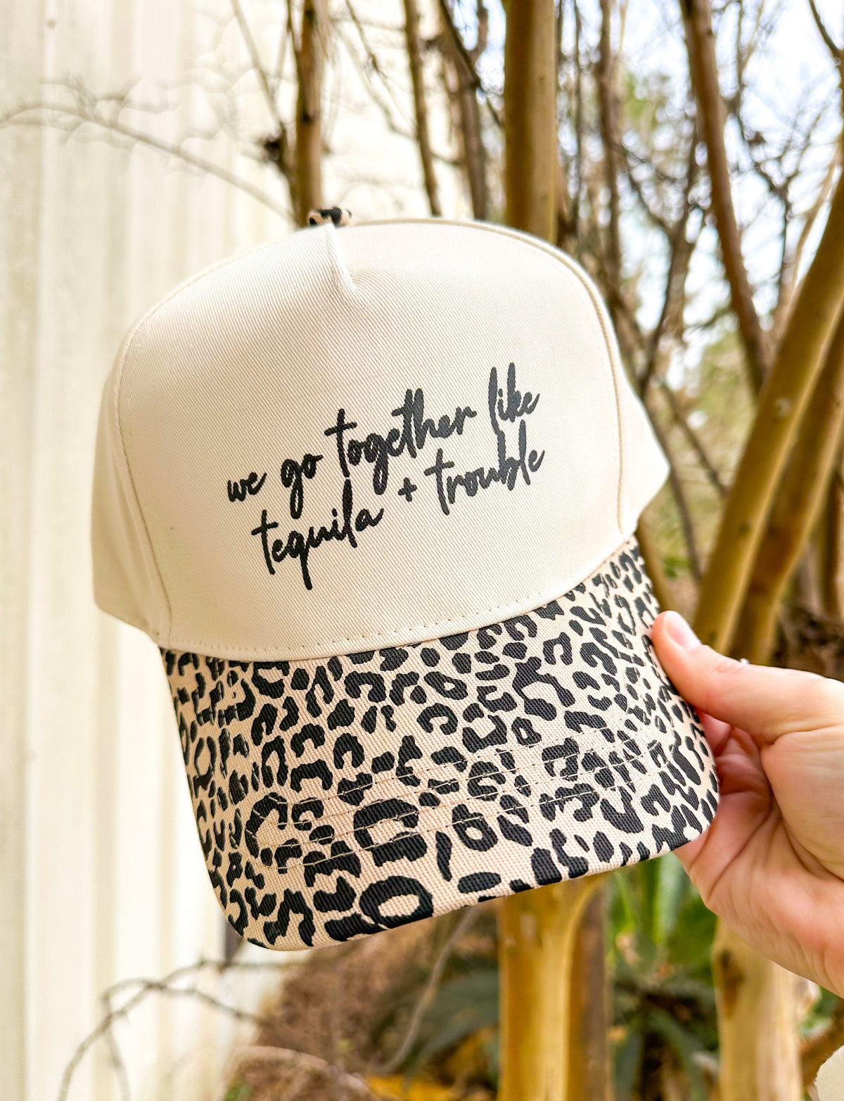 Tequila & Trouble Leopard Canvas Trucker Hat *ONLINE EXCLUSIVE*