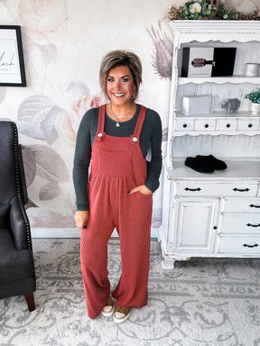 Breaking My Heart Boho Overalls - Rust