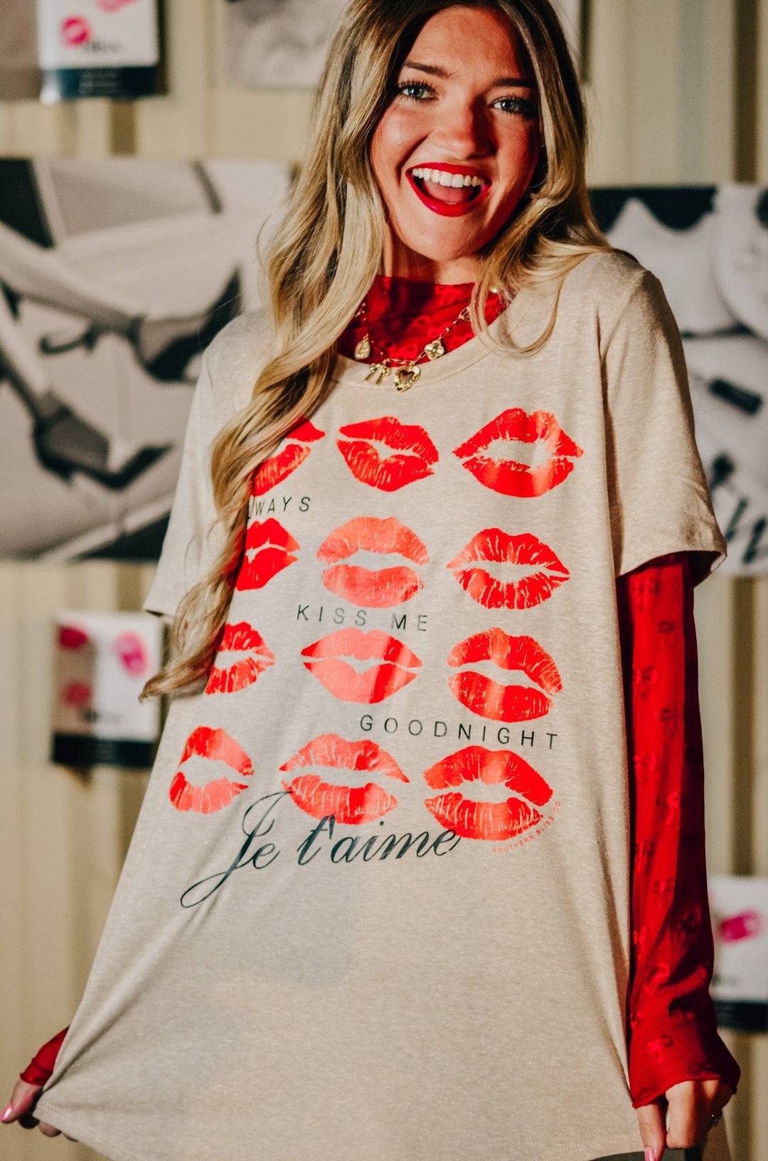 Always Kiss Me Goodnight Scoop Neck Graphic Tee