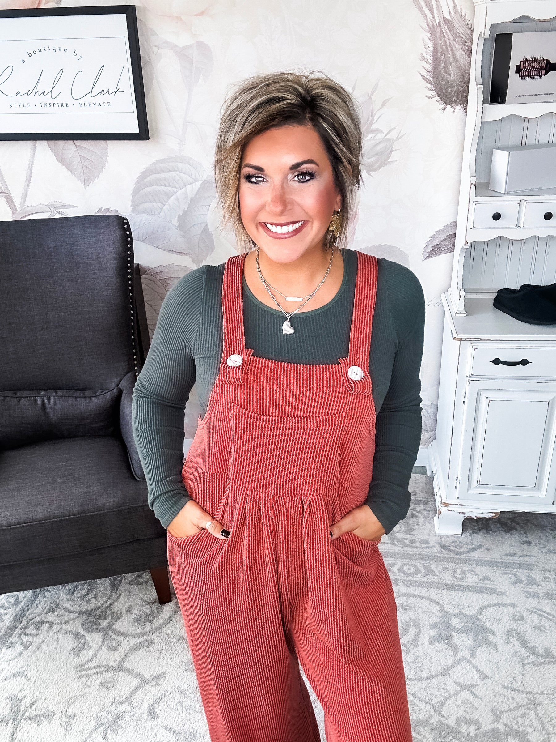 Breaking My Heart Boho Overalls - Rust