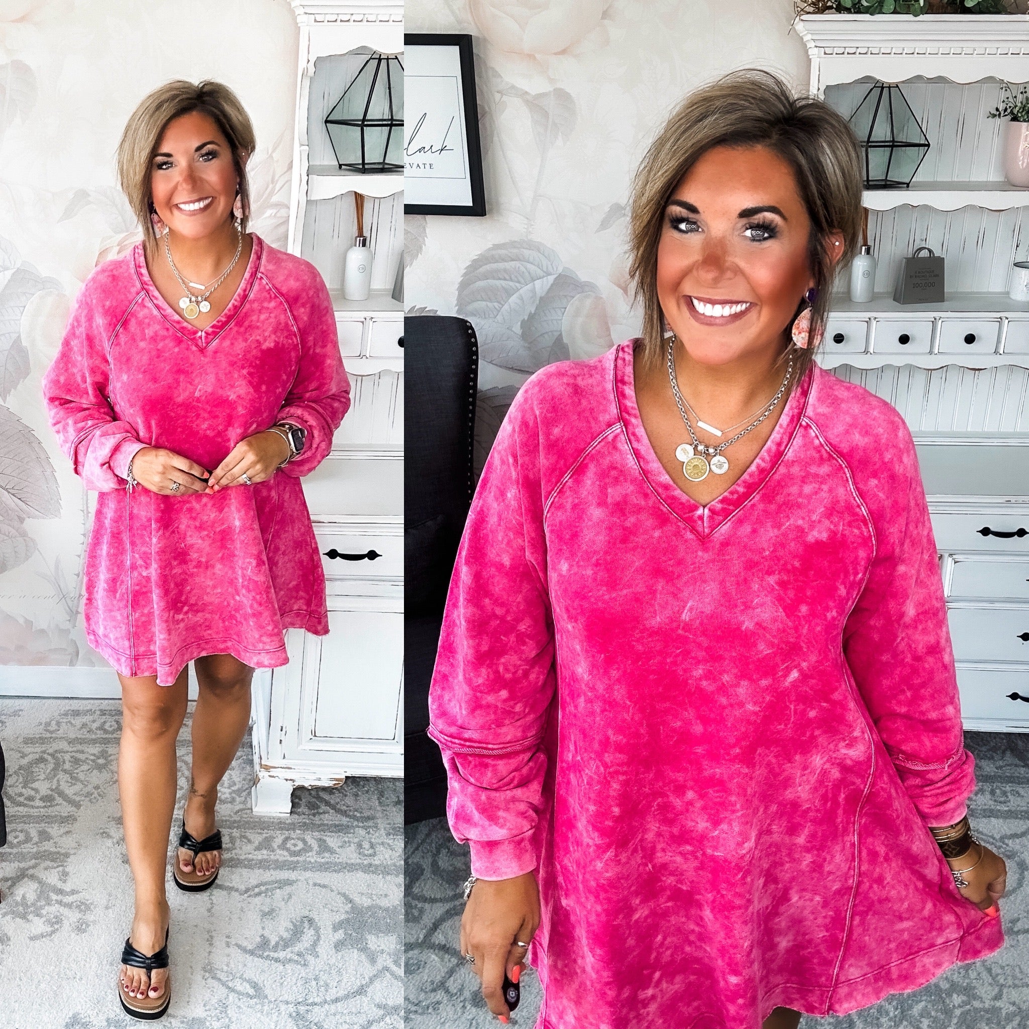 They All Made It Shift Dress - Magenta