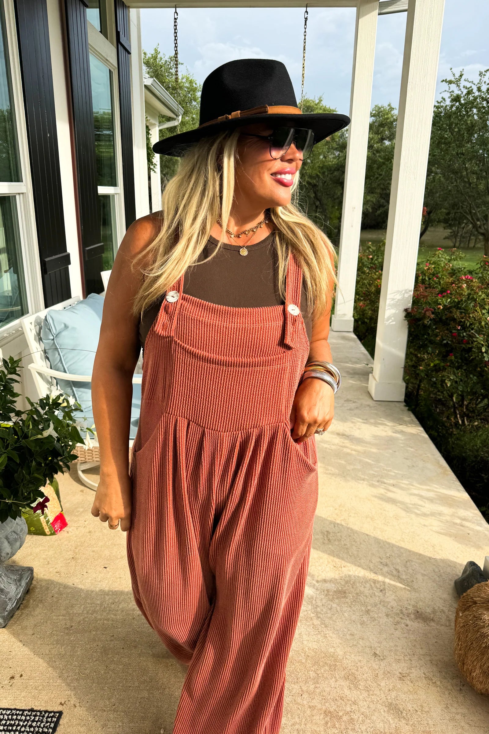 Breaking My Heart Boho Overalls - Rust