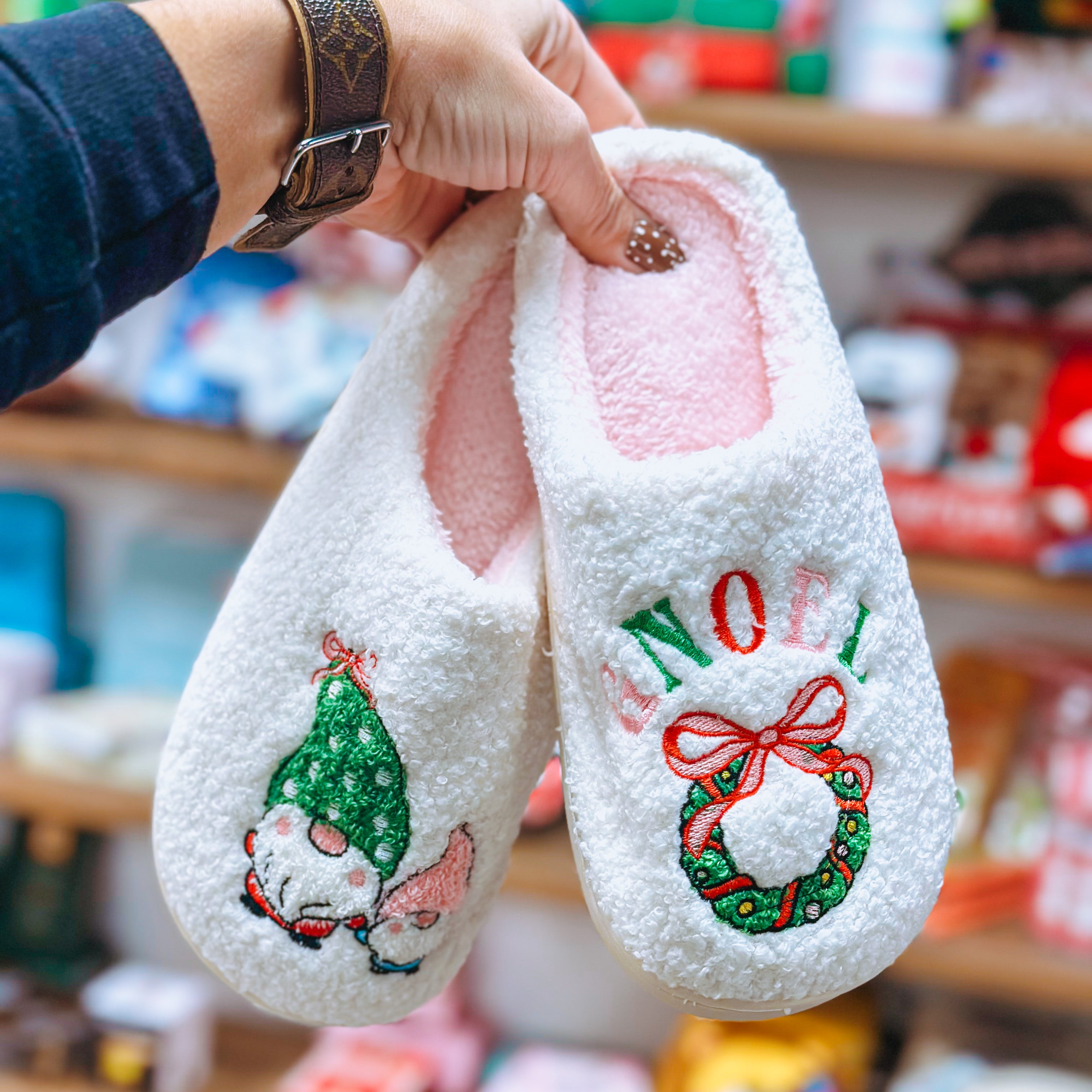 Gnome Noel Fuzzy Fleece Slipper