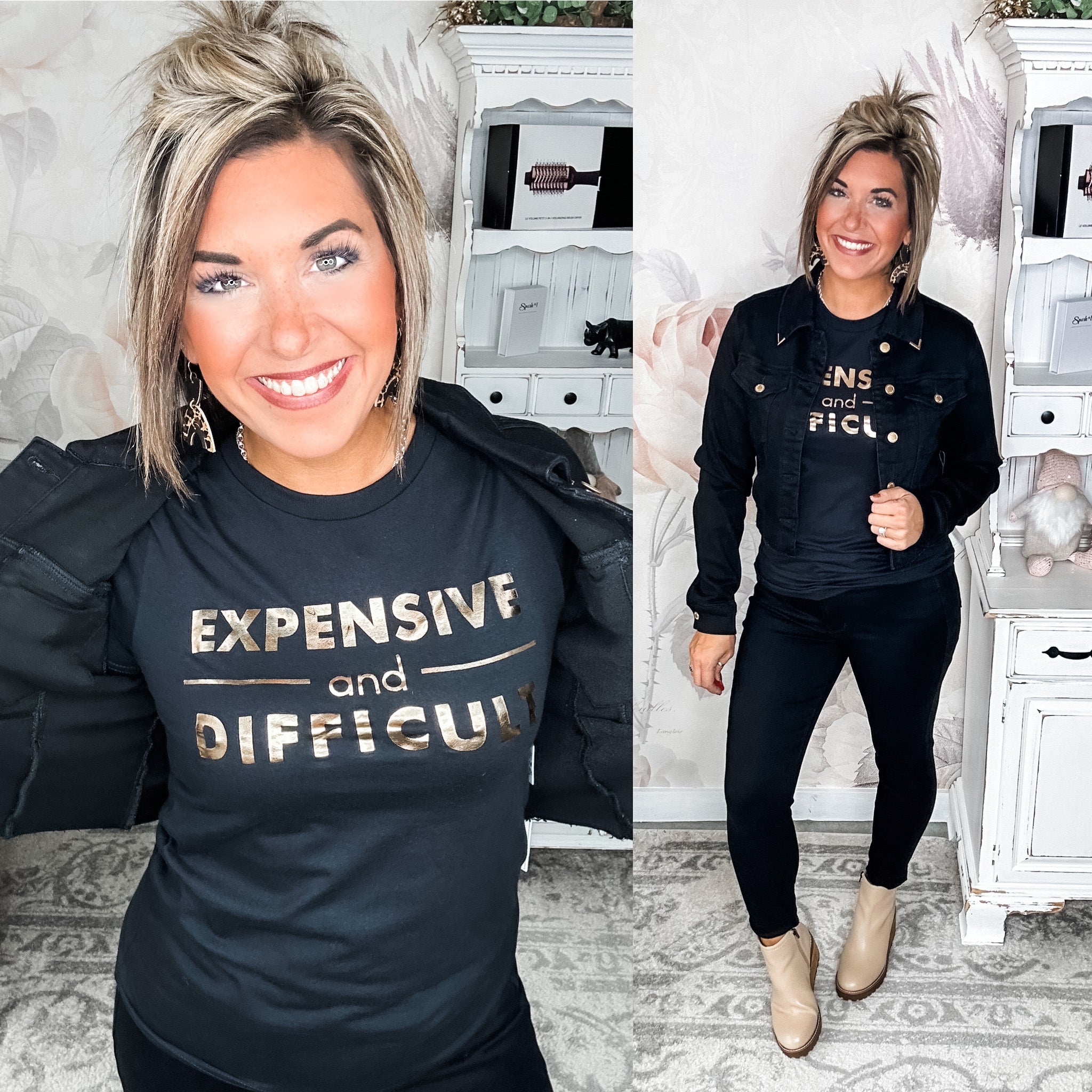 Expensive and Difficult Foil Graphic Tee Shirt