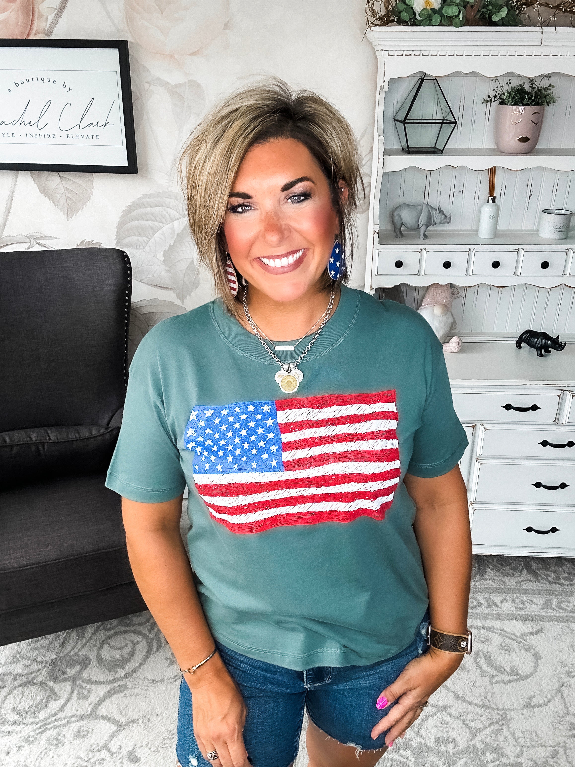 Sketch the Flag Graphic Boyfriend Tee