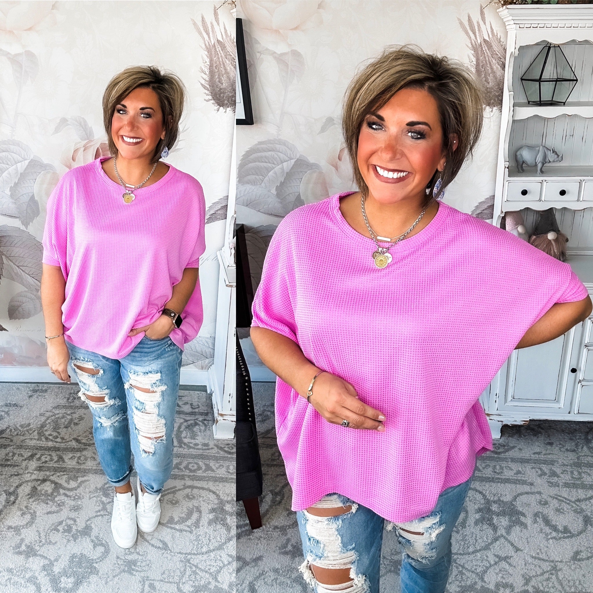 Wonderful Life Boxy Top - Magenta Glow