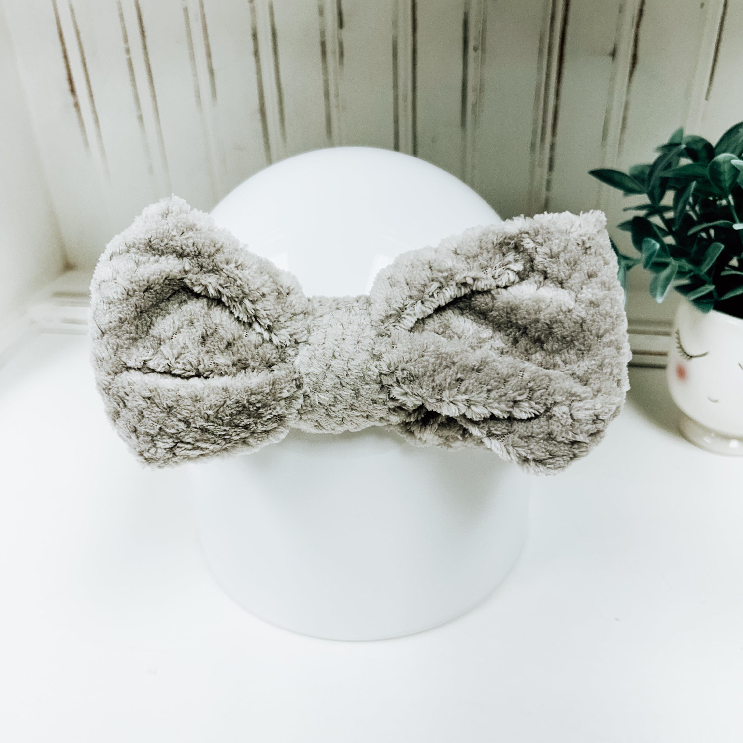 Waffle Texture Spa Headband with Bow