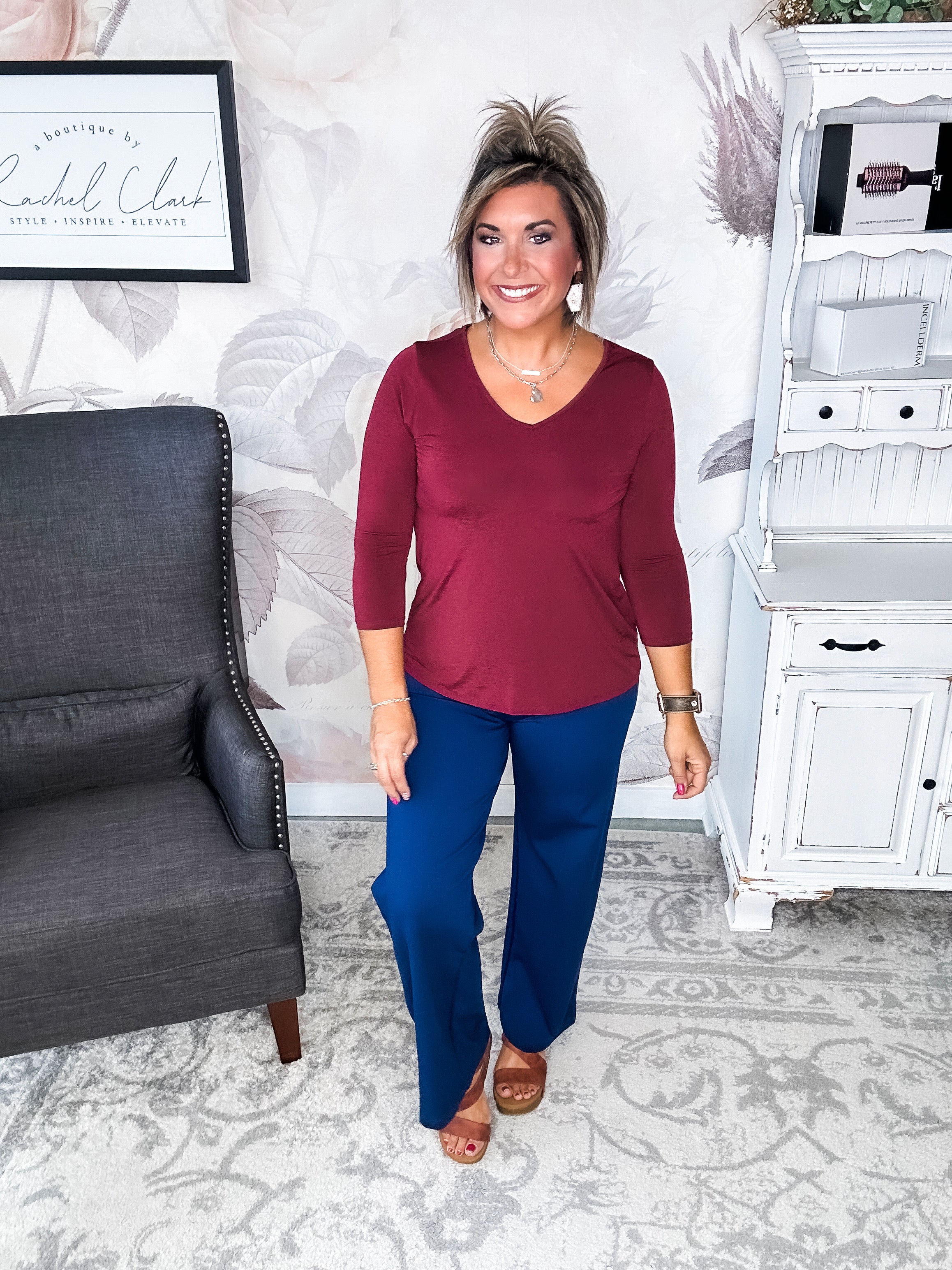 Find The Answer V-neck Top - Wine