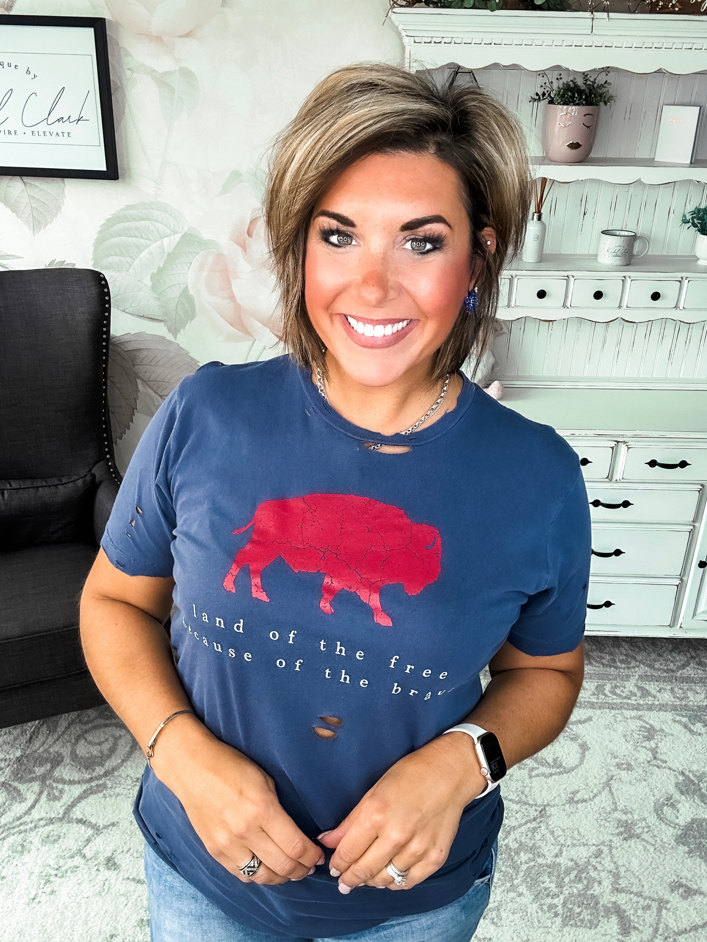 Brave Buffalo Distressed Graphic Tee