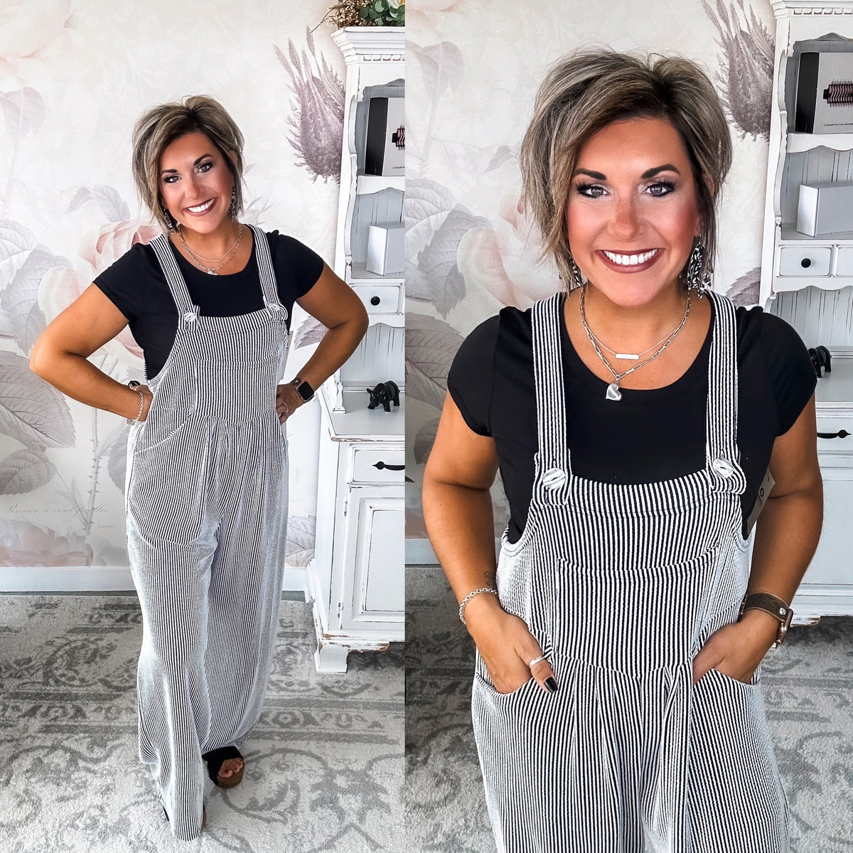 Breaking My Heart Boho Overalls - Black