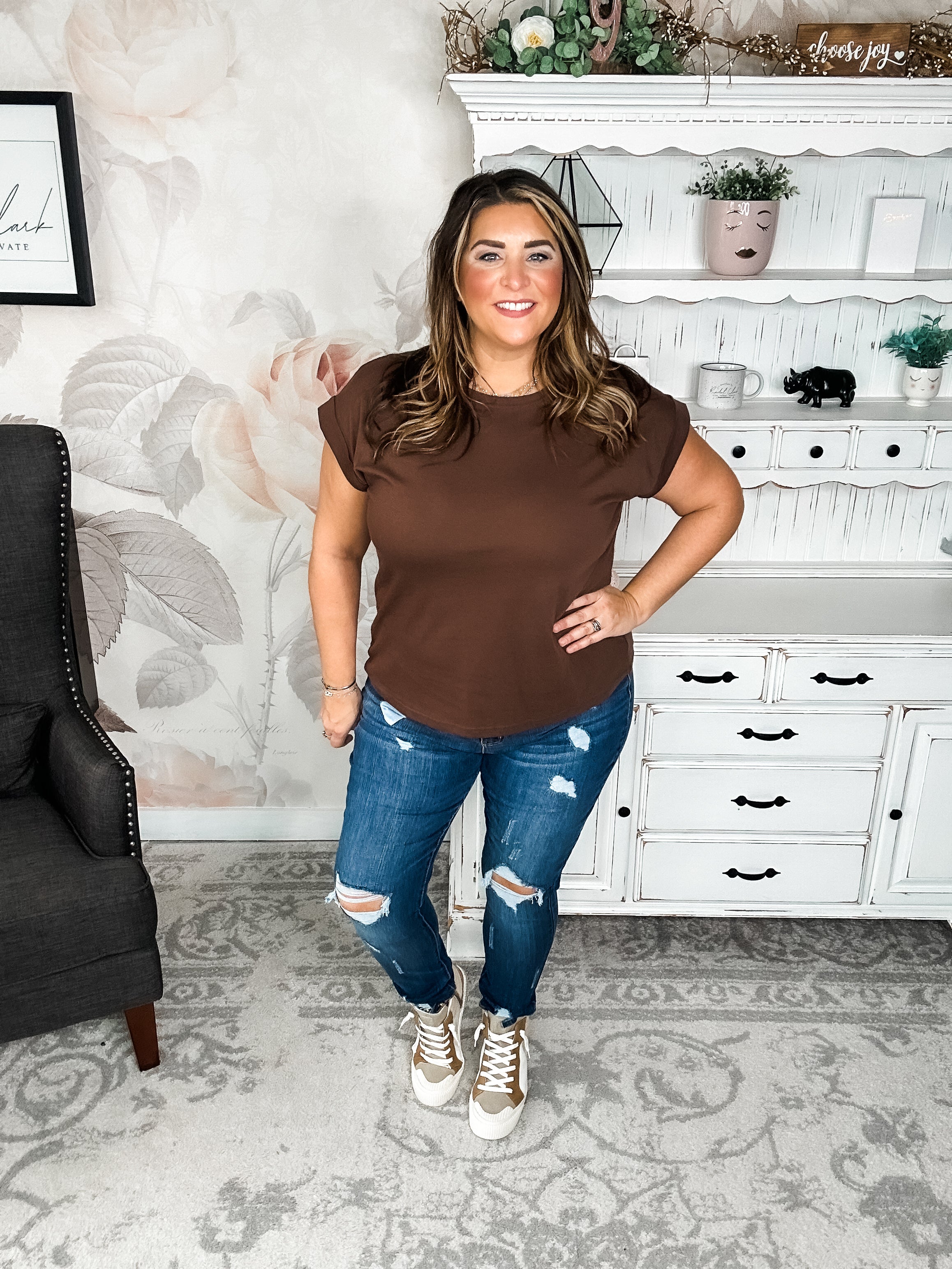 BLACK FRIDAY EXCLUSIVE - Up All Night Short Sleeve Tee - Brown