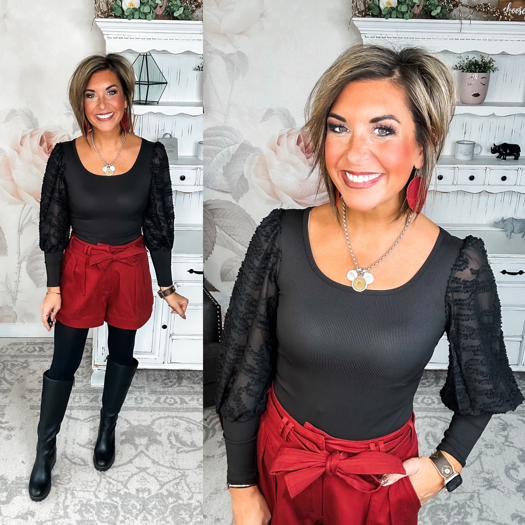 Beyond Beauty Sheer Sleeve Bodysuit