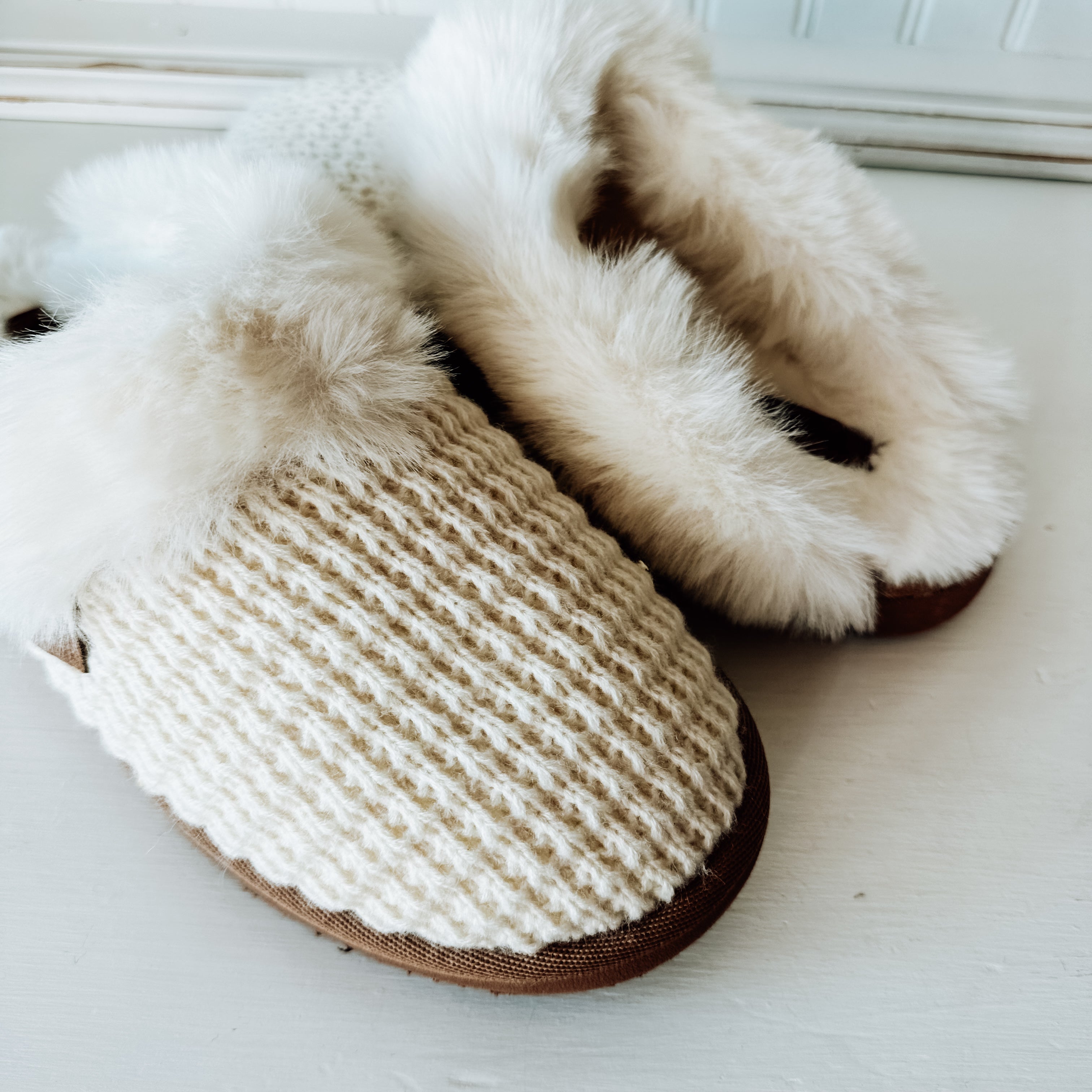 Sweater Platform Slipper - Cream