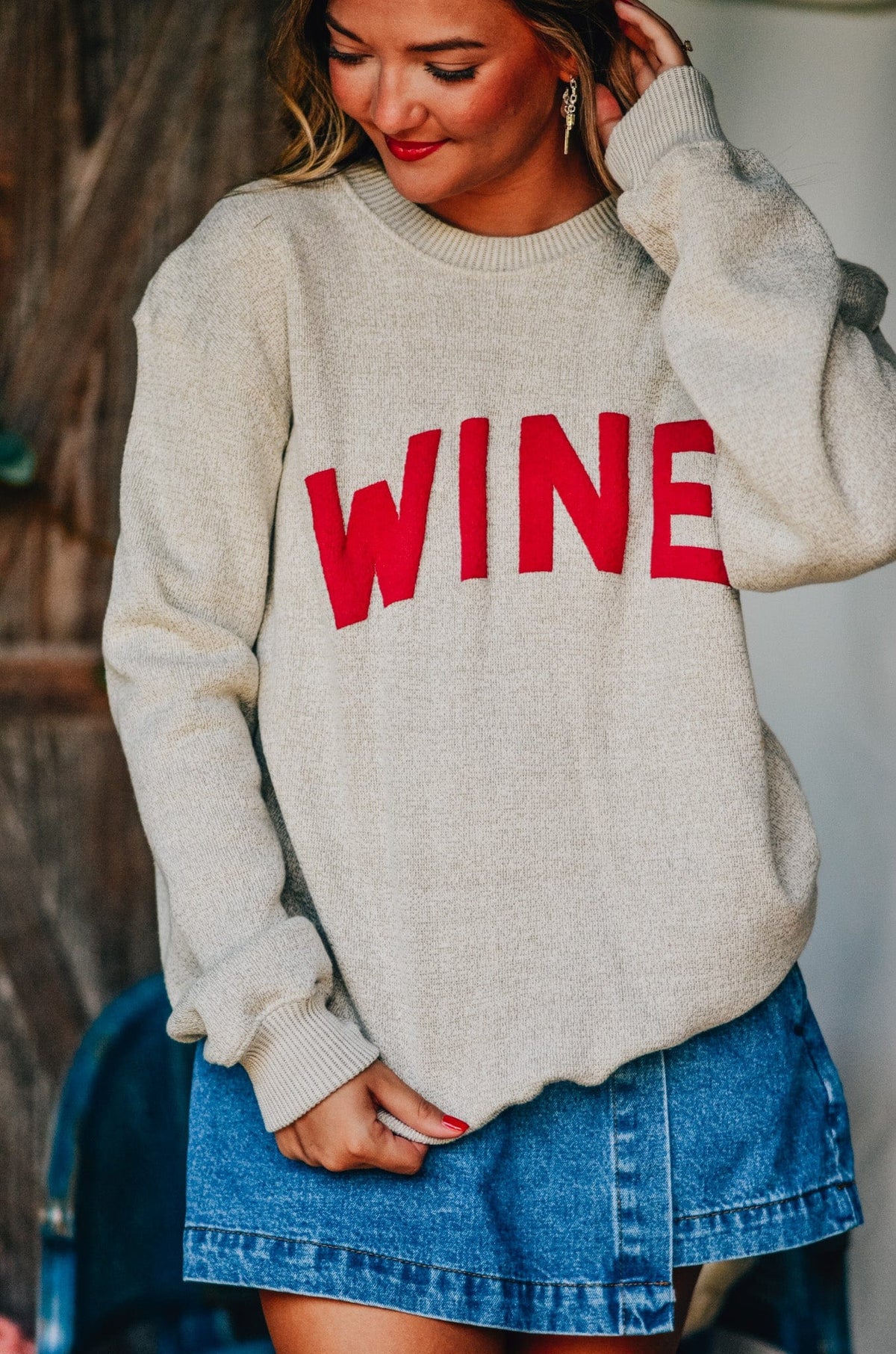 Wine Knit Sweatshirt *ONLINE EXCLUSIVE*