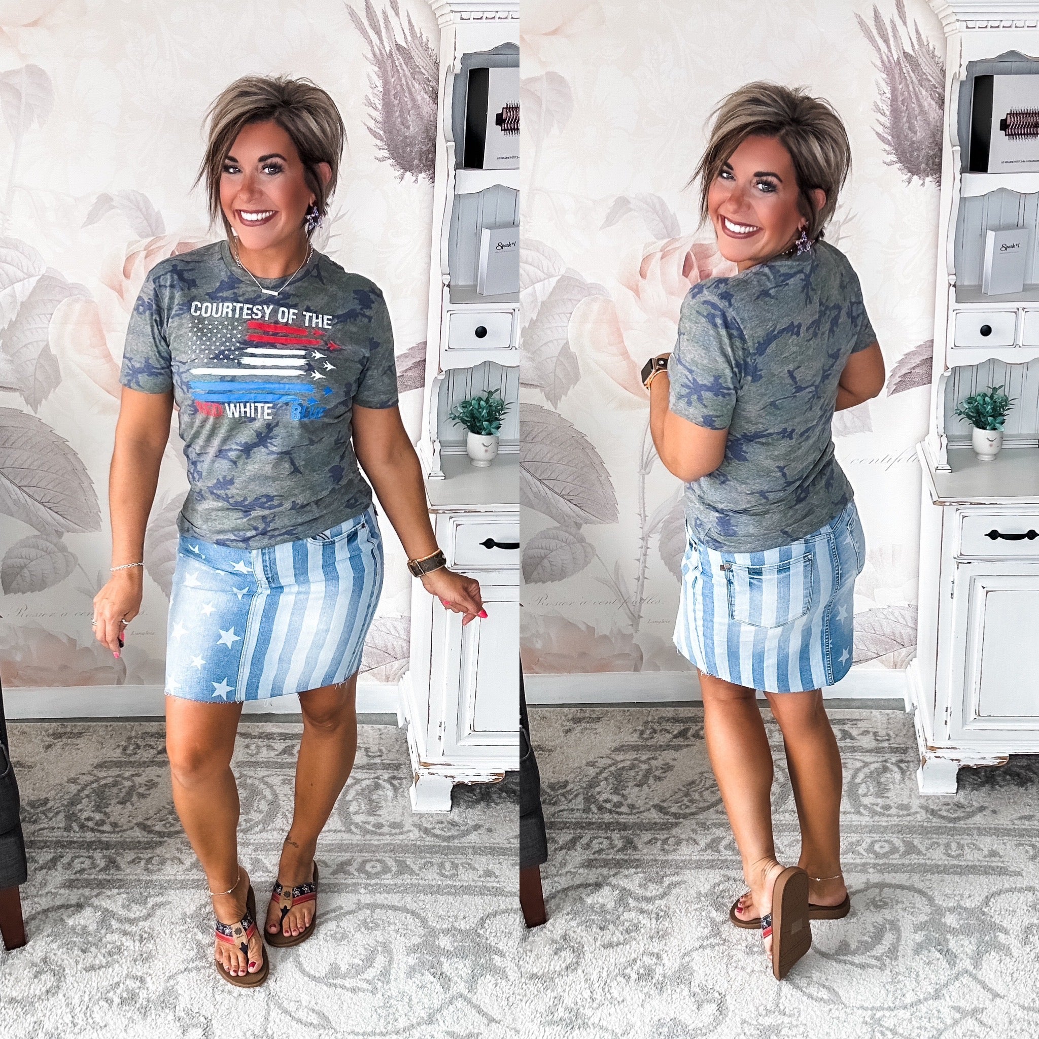 Judy Blue Star & Stripe Bleached Skirt