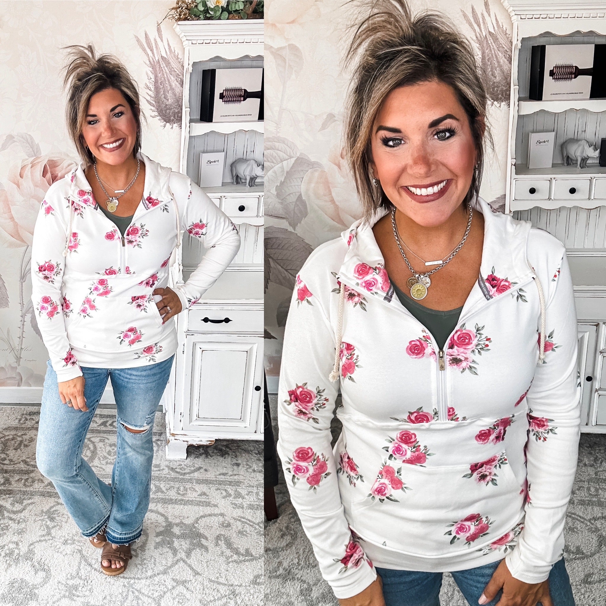 Ampersand Avenue Halfzip Sweatshirt - Garden Bloom