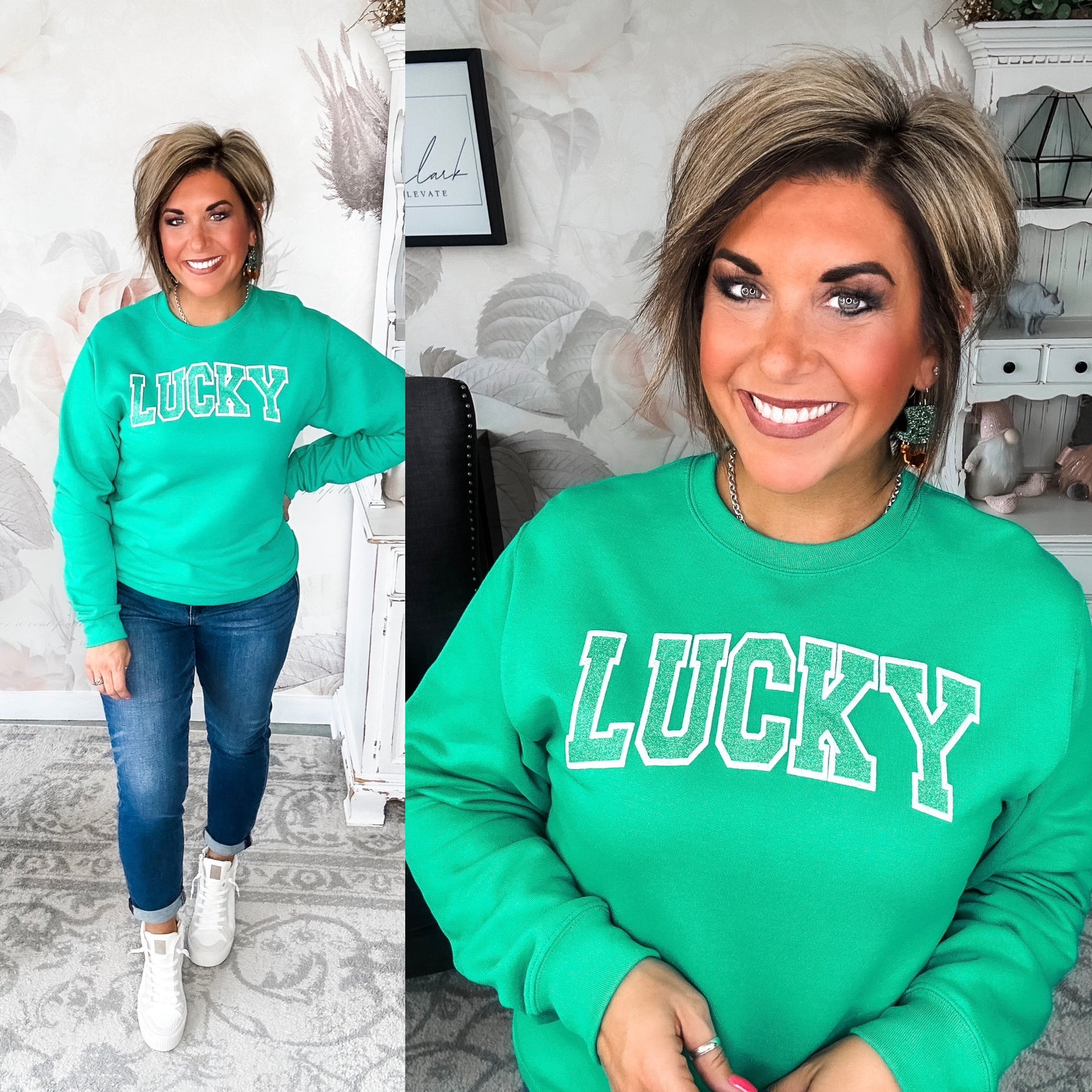 Pot o'Lucky Glitter Puff Sweatshirt