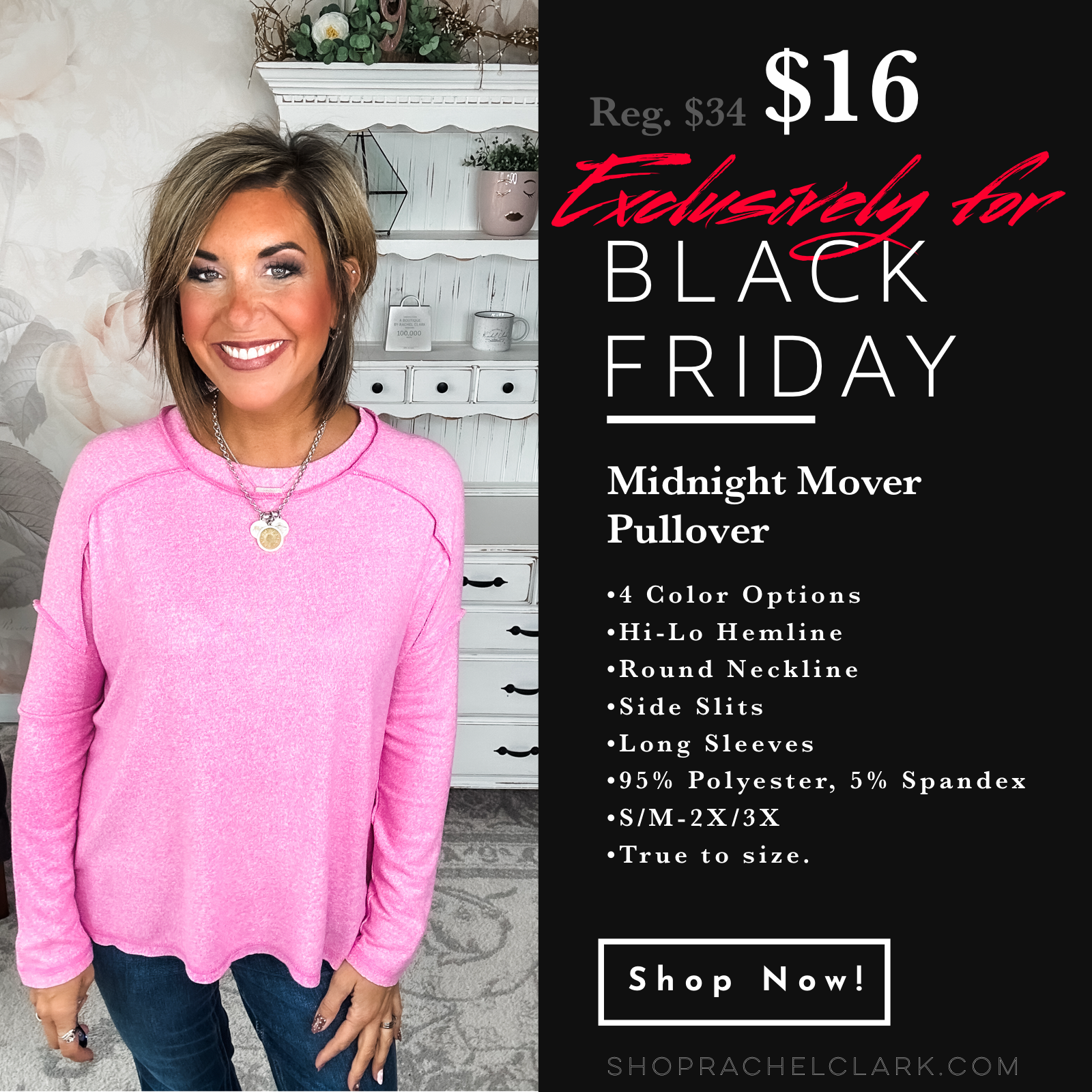BLACK FRIDAY EXCLUSIVE - Midnight Mover Pullover - Candy Pink