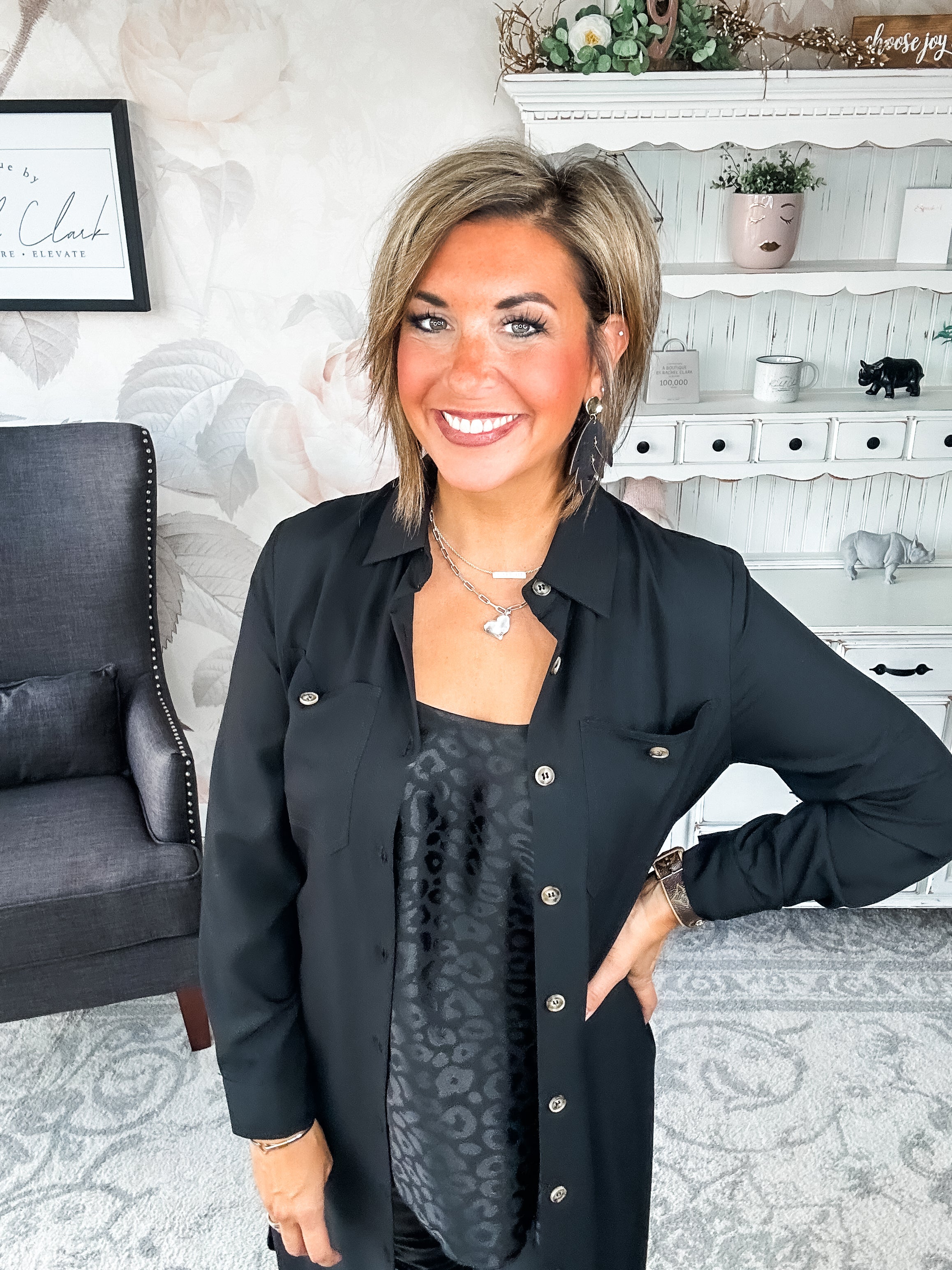 From the Top Button Down Dress - Black