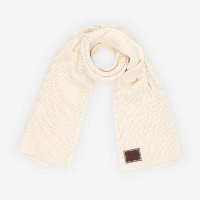 Love Your Melon - White Speckled Flat Knit Scarf