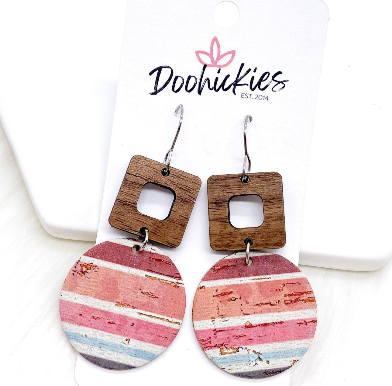 2" Boho Jojo Earrings - Pastel Lines