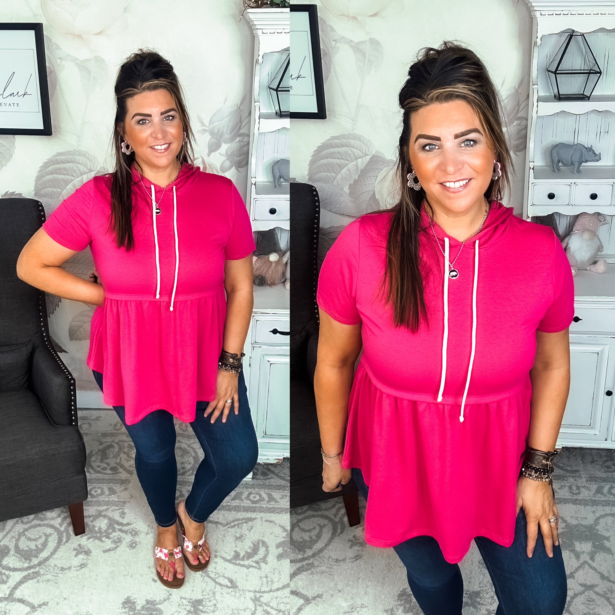 Can't Undo It Babydoll Hoodie - Fuschia Pop