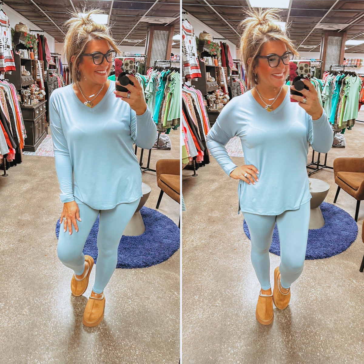 You Can't Resist This Loungewear Set - Blue Grey