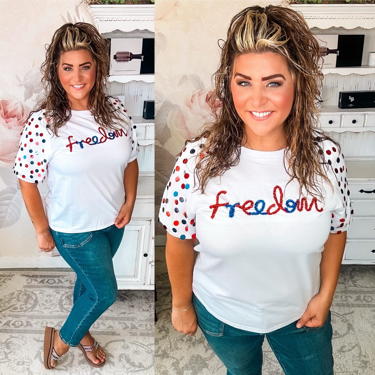 Let Freedom Ring Sequin Sleeve Top