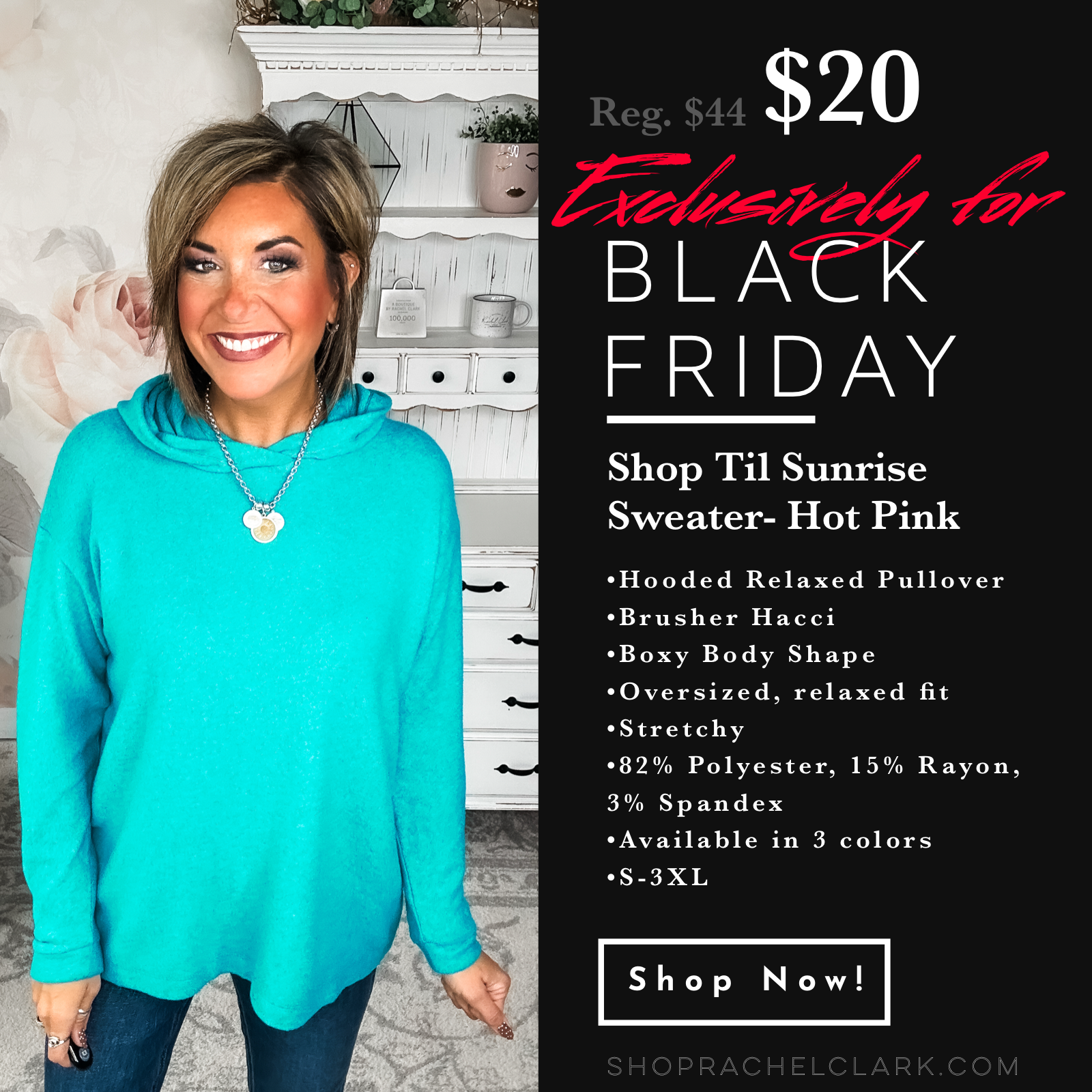 BLACK FRIDAY EXCLUSIVE - Shop Til Sunrise Sweater- Light Teal