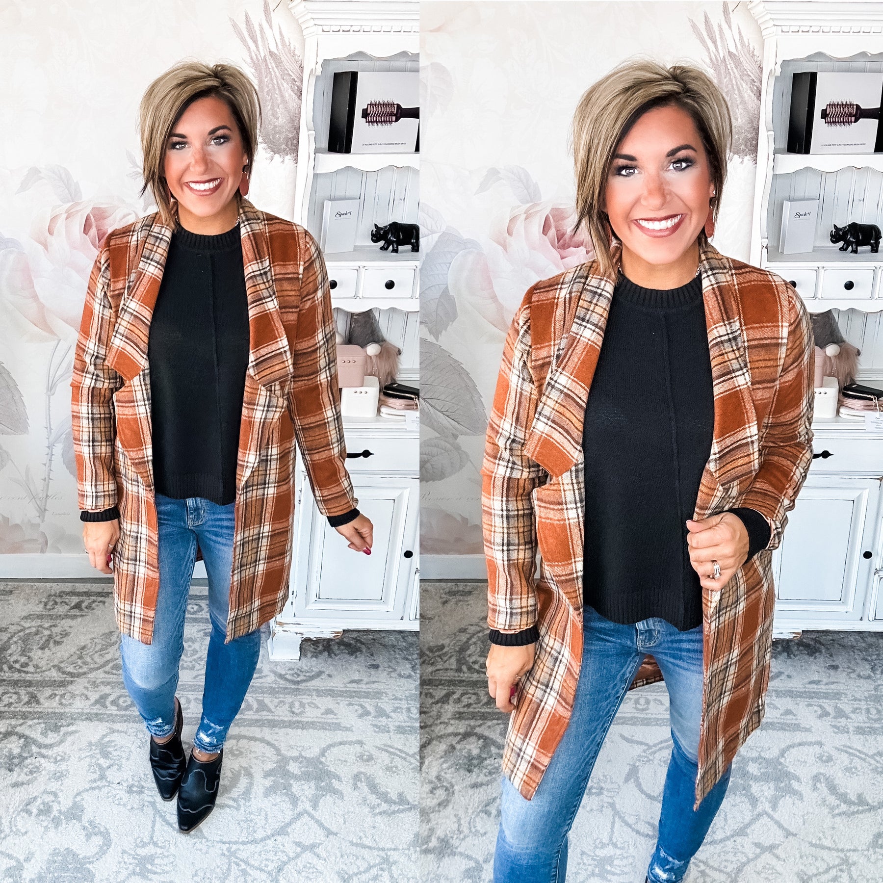 In The Air Plaid Jacket - Rust