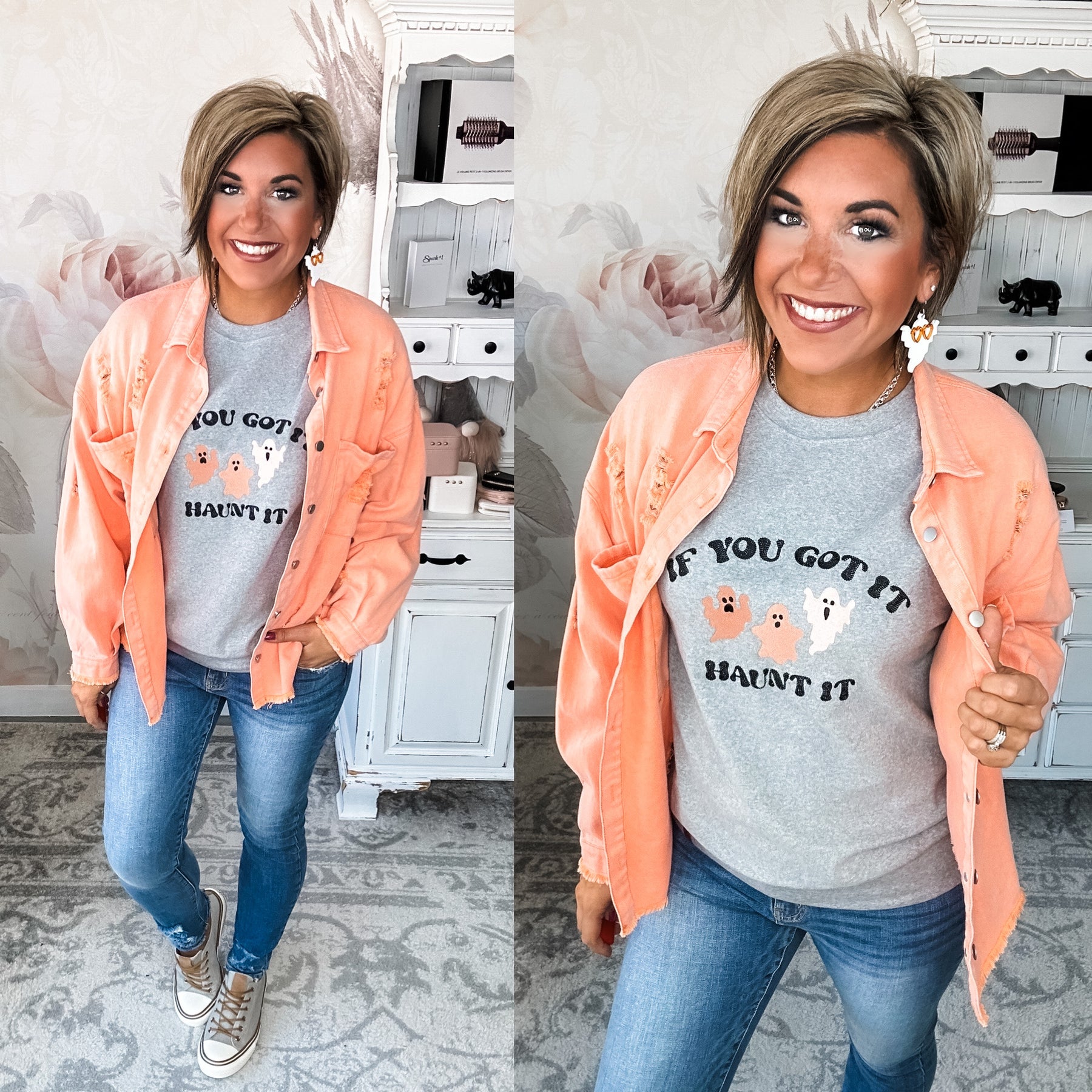 Hanging Out With You Denim Jacket - Orange