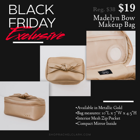 BLACK FRIDAY EXCLUSIVE! - Madelyn Bow Makeup Bag - Gold