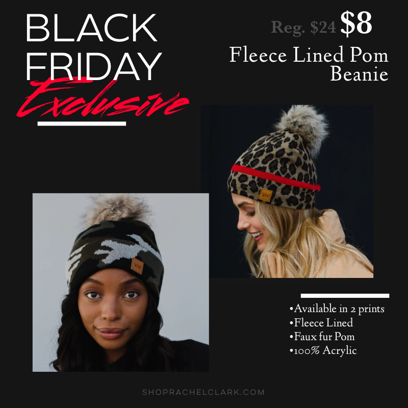 BLACK FRIDAY EXCLUSIVE PRICE! - Fleece Lined Pom Beanie