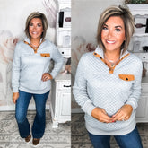 You're My Destiny Quilted Pullover - Heather Grey