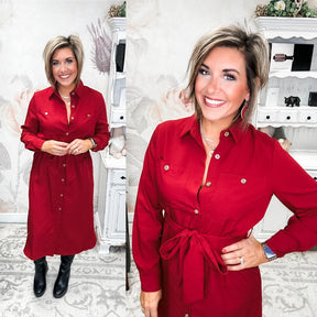 From the Top Button Down Dress - Red