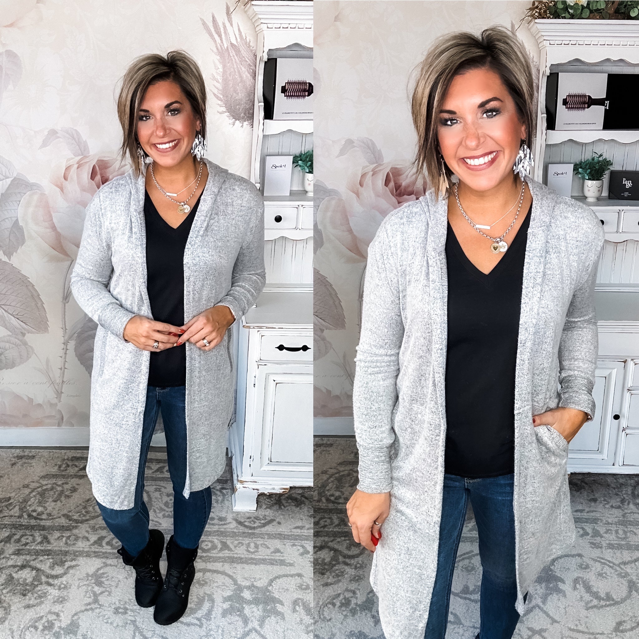 Revolves Around You Duster - Heather Grey
