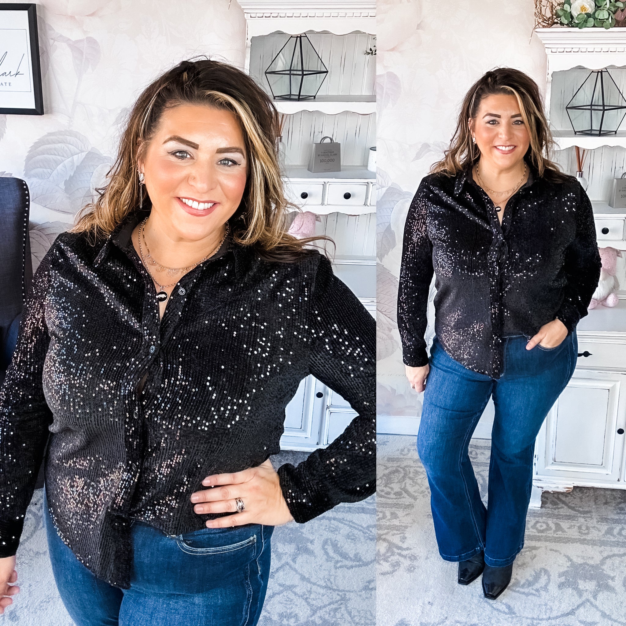 Just For Tonight Button Down - Black