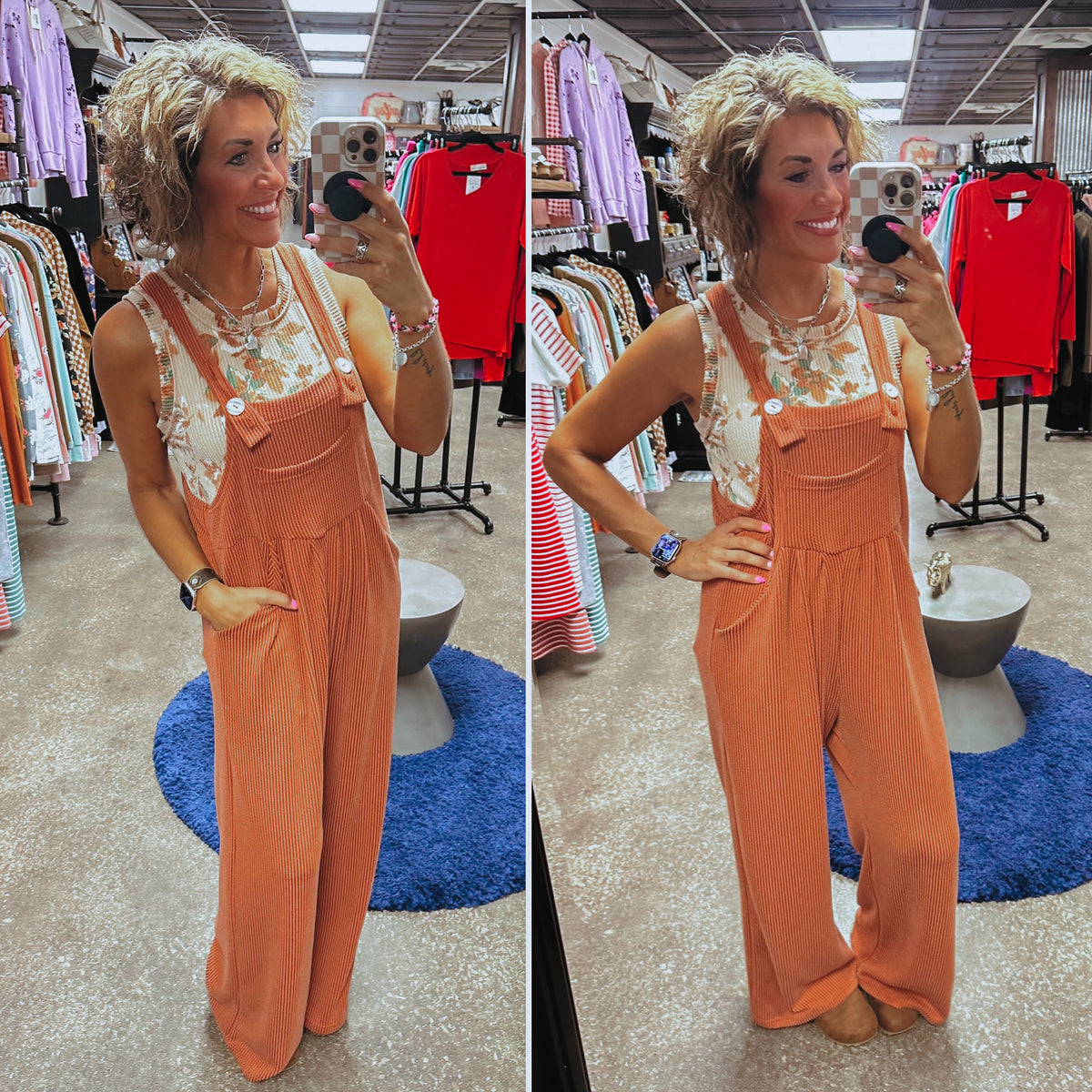 Breaking My Heart Boho Overalls - Rust