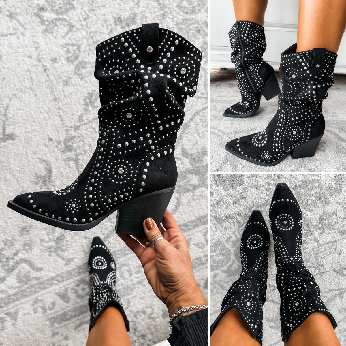 Stellar Studded Boot - Black