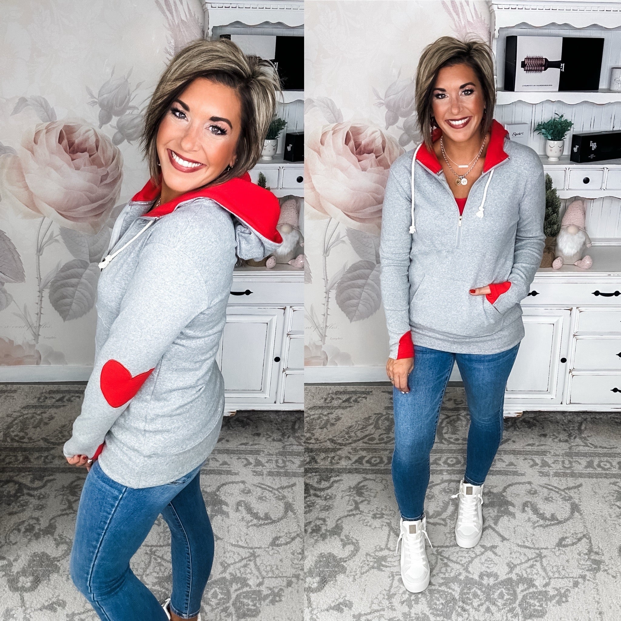 Ampersand Avenue - Halfzip Hoodie Heart Elbow
