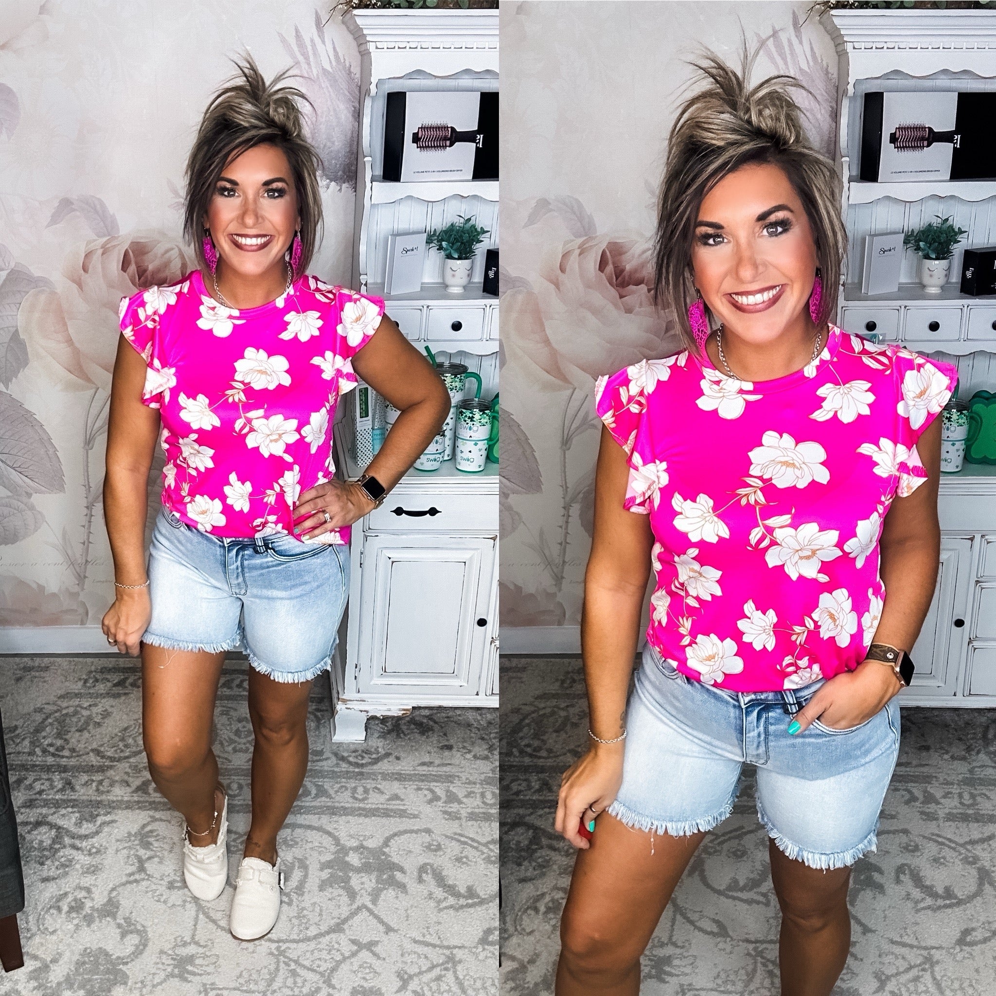 Be Optimistic Top - Fuchsia Floral