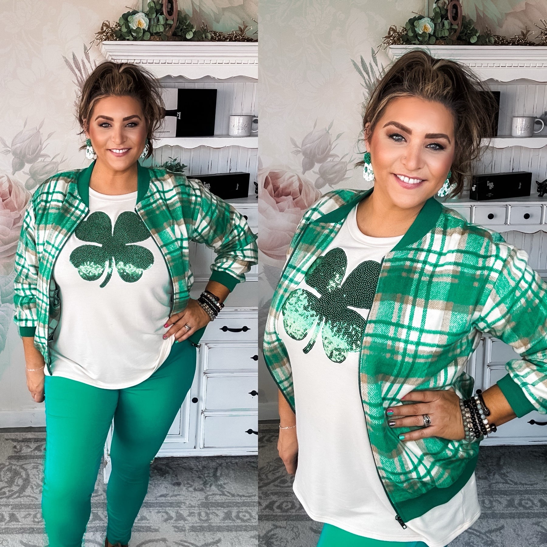 Find Your Luck Sequin Shamrock Top